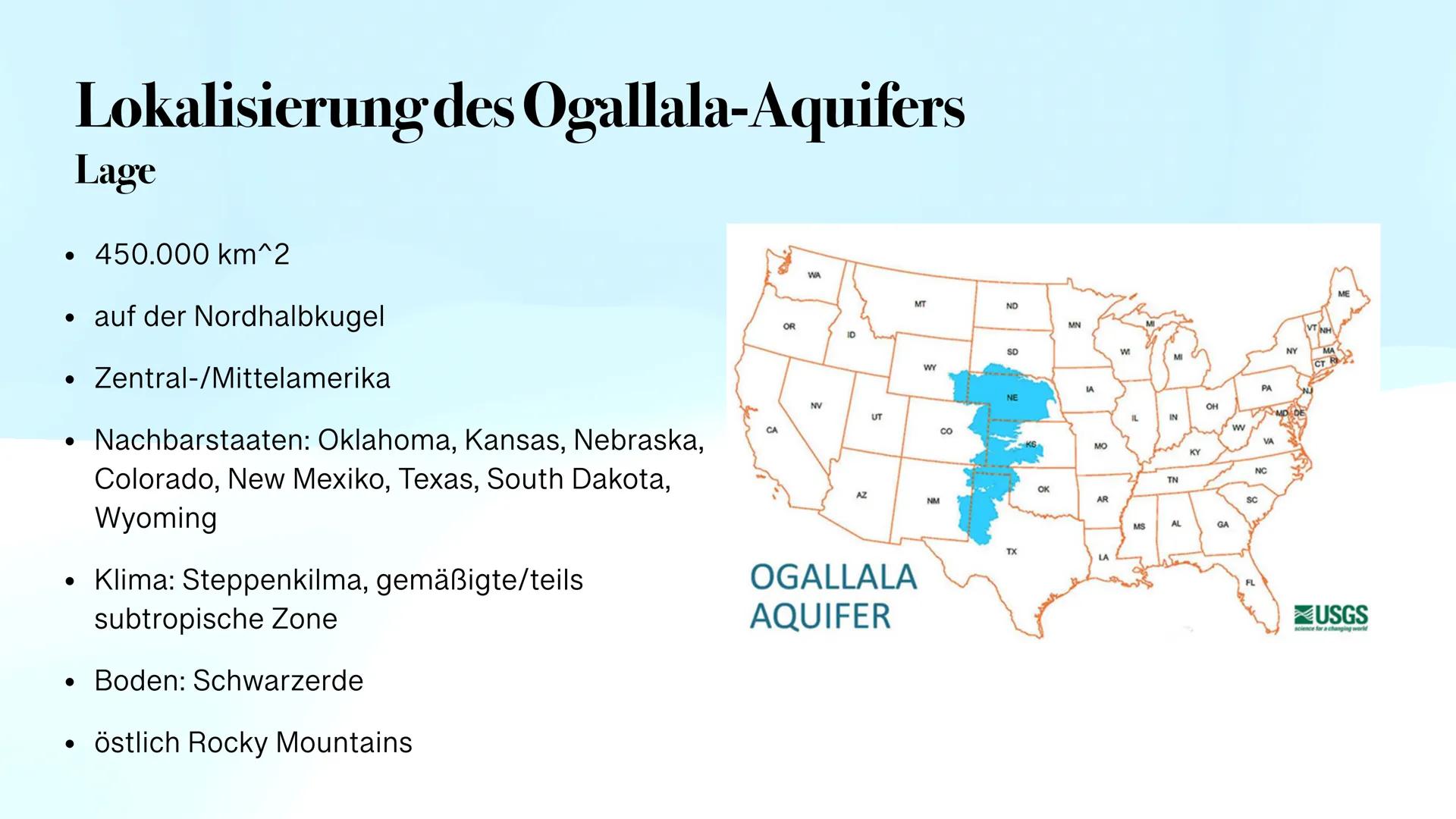 # Die Great Plains (USA)
Salma, Kevi, Meryem

100° W # Sachverzeichnis

- Was sind die Great Plains?
- Lokalisierung des Ogallala-Aquifers/ 