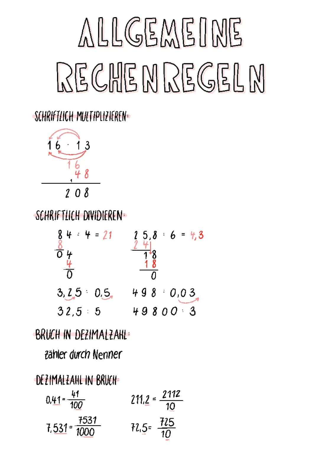 allgemeine Rechenregeln