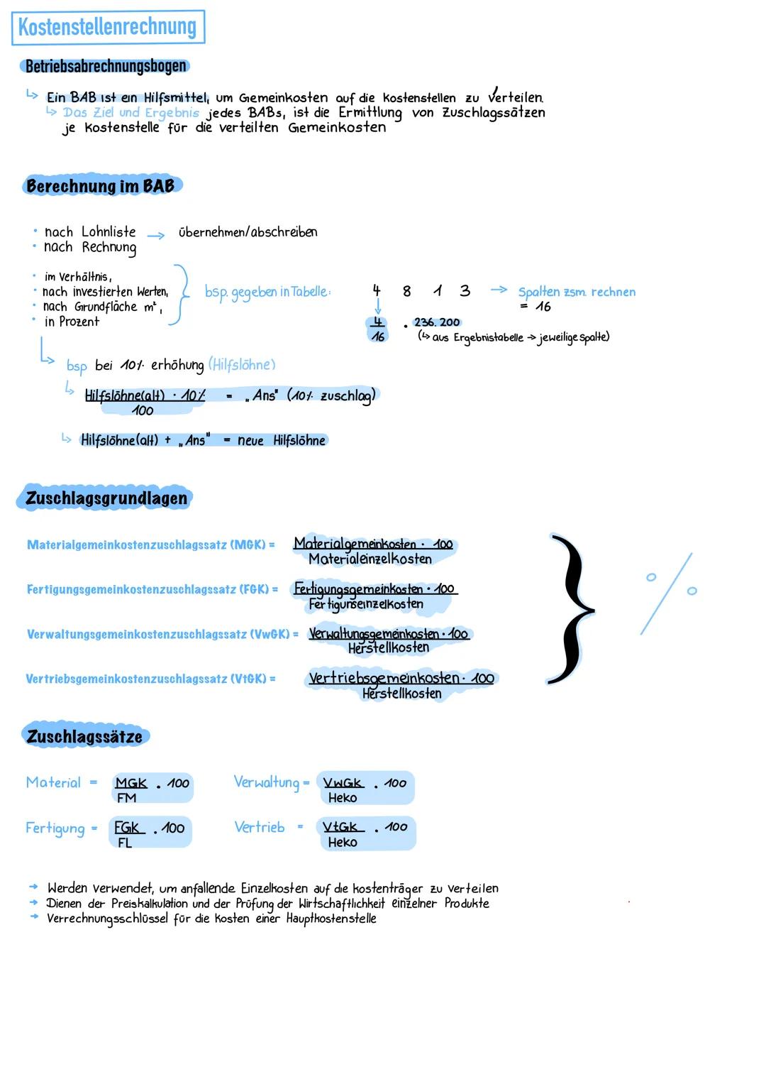 Vollkostenrechnung
→ Grundprinzip/zweck: Die Vollkostenrechnung hat zum Ziel, sämtliche im Unternehmen anfallende
kosten auf die kostenträge