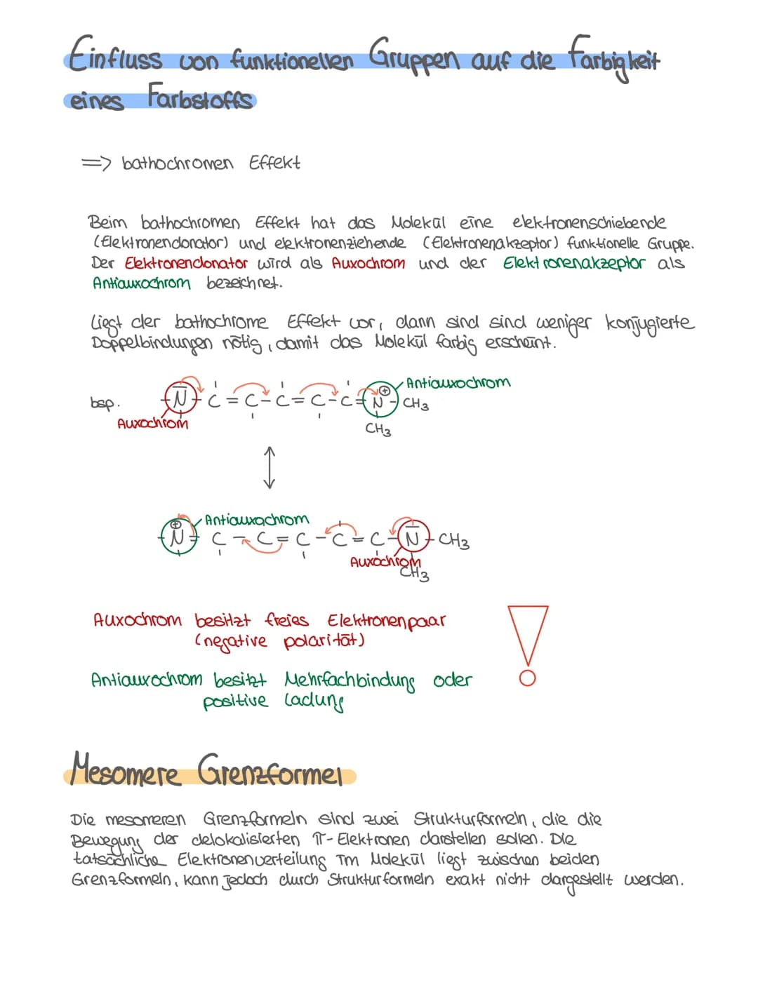 Farbstoffe
Farbentstehung
Farbstoffe sind farbige chemische Verbindungen, die Licht Tm sichtbaren
Bereich absorbieren können.
Ein Stoff ersc