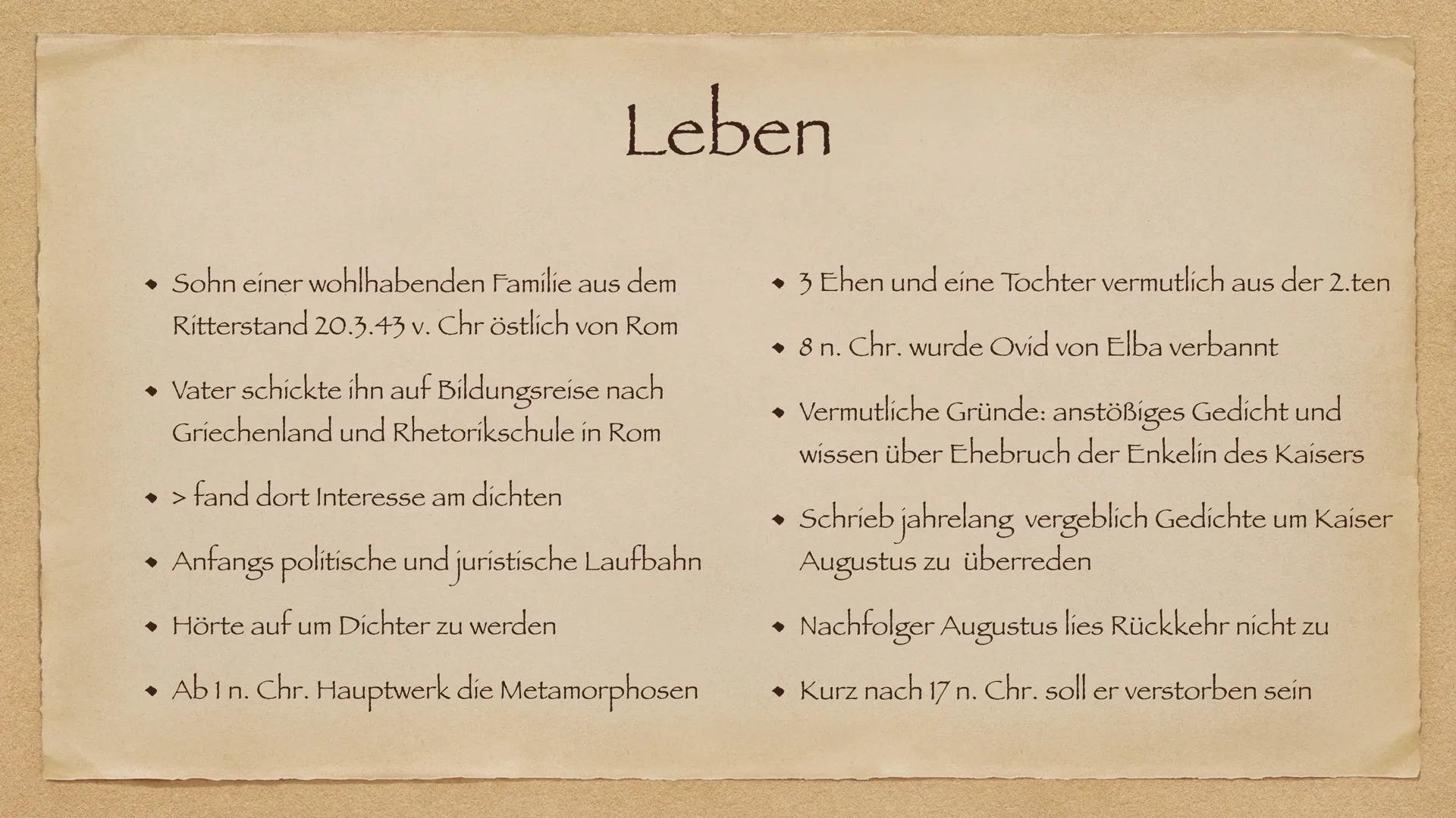 Ovid,s
Metamorphosen
Stefano und Philipp Themen:

• Allgemeines über Ovid

• Was sind Metamorphosen

• Themen Für Metamorphosen

• Die Metam