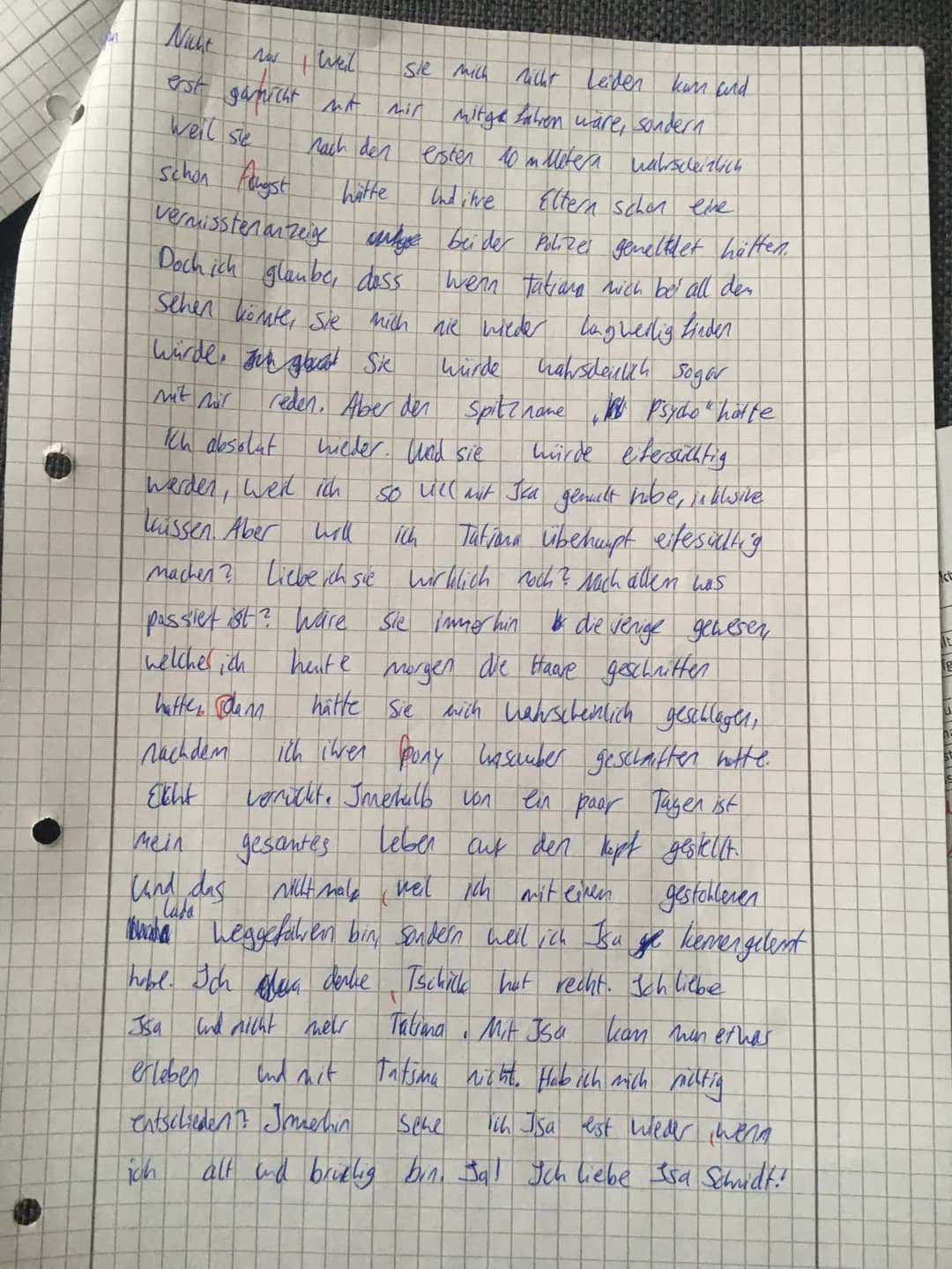 Klasse 9
Name: Joel Stepan
1.)
Klassenarbeit
2.)
Produktives Schreiben: ,,Tschick"
Note:
Deutsch
mdl.:
Arbeitsauftrag:
Wähle zur Bearbeitung