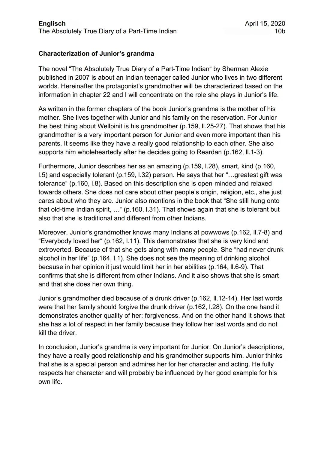 The Absolutely True Diary of a Part-Time Indian: Characterization, Summaries, and Chapter Insights