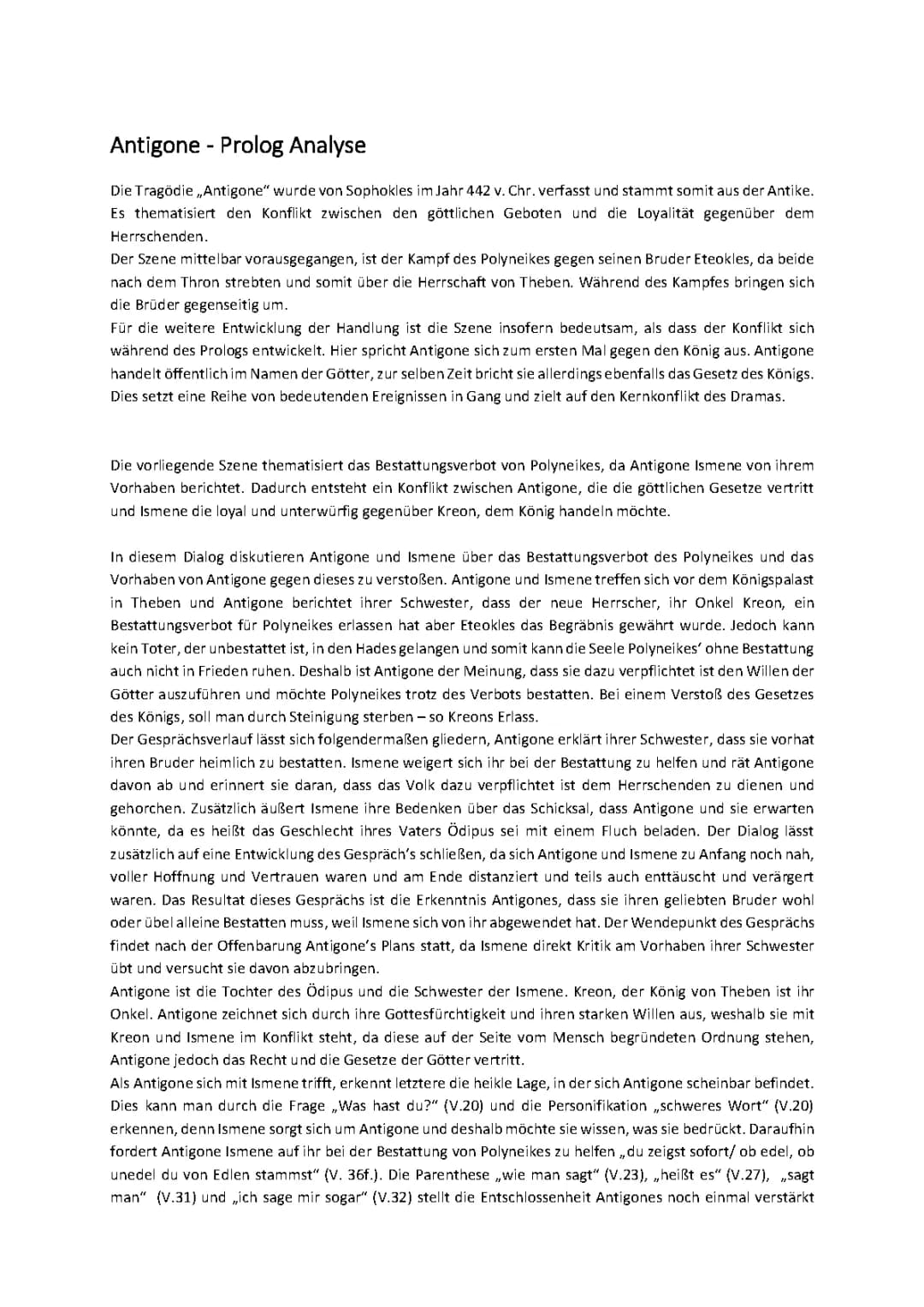Antigone Prolog - Analyse