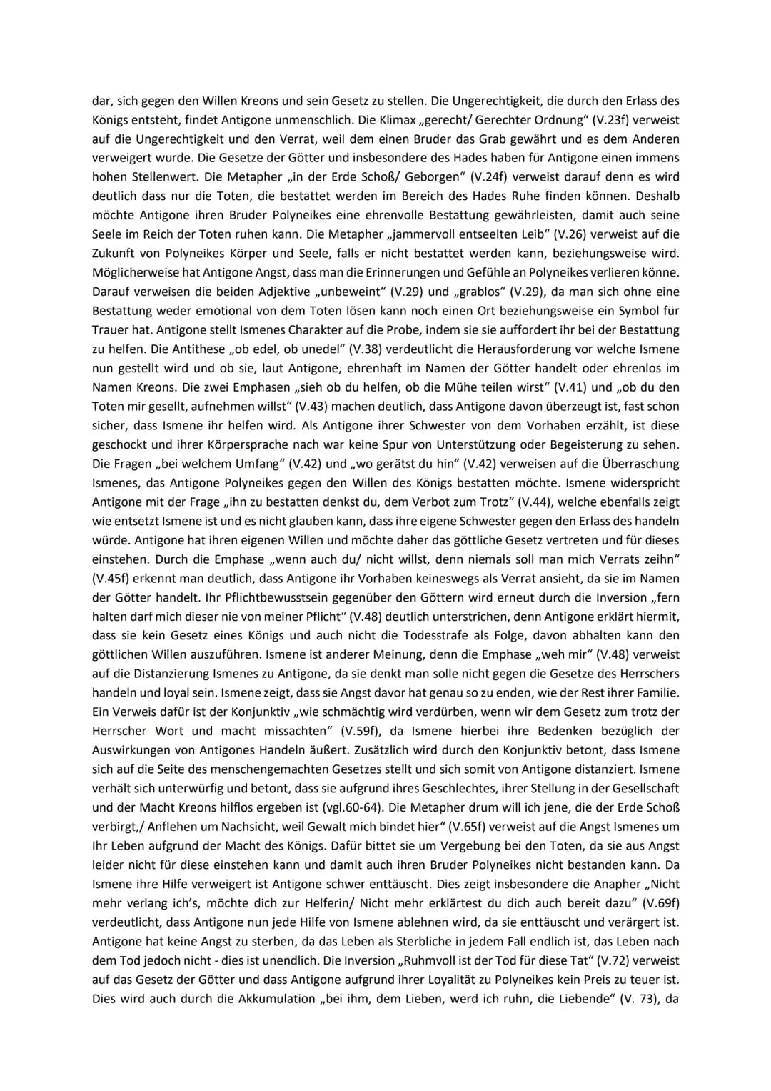 Antigone - Prolog Analyse
Die Tragödie ,,Antigone" wurde von Sophokles im Jahr 442 v. Chr. verfasst und stammt somit aus der Antike.
Es them