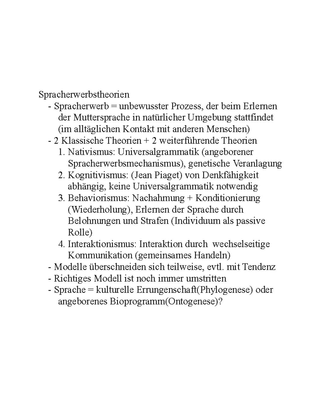 Spracherwerbstheorien: Nativismus, Kognitivismus, Behaviorismus und Interaktionismus einfach erklärt