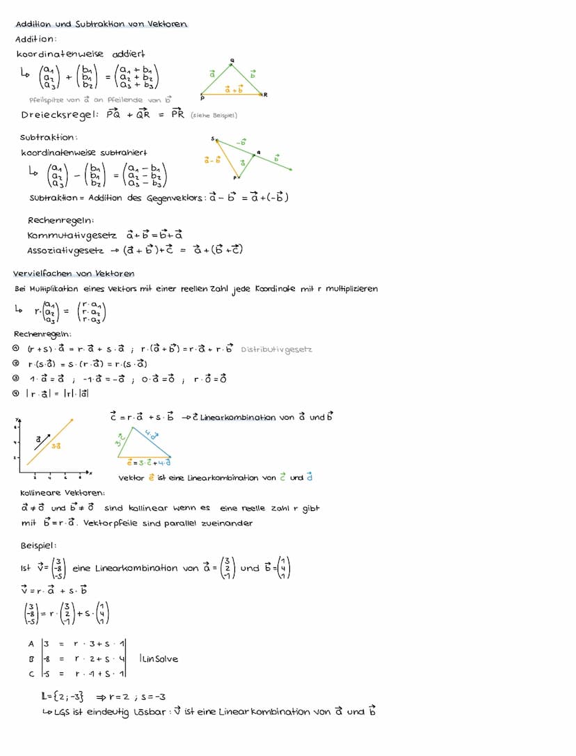 Themen:
•Punkte im Raum
• Vektoren
Addition und Subtraktion von Vektoren
Vervielfachen von Vektoren
•Parametergleichung einer Geraden
•Lageb