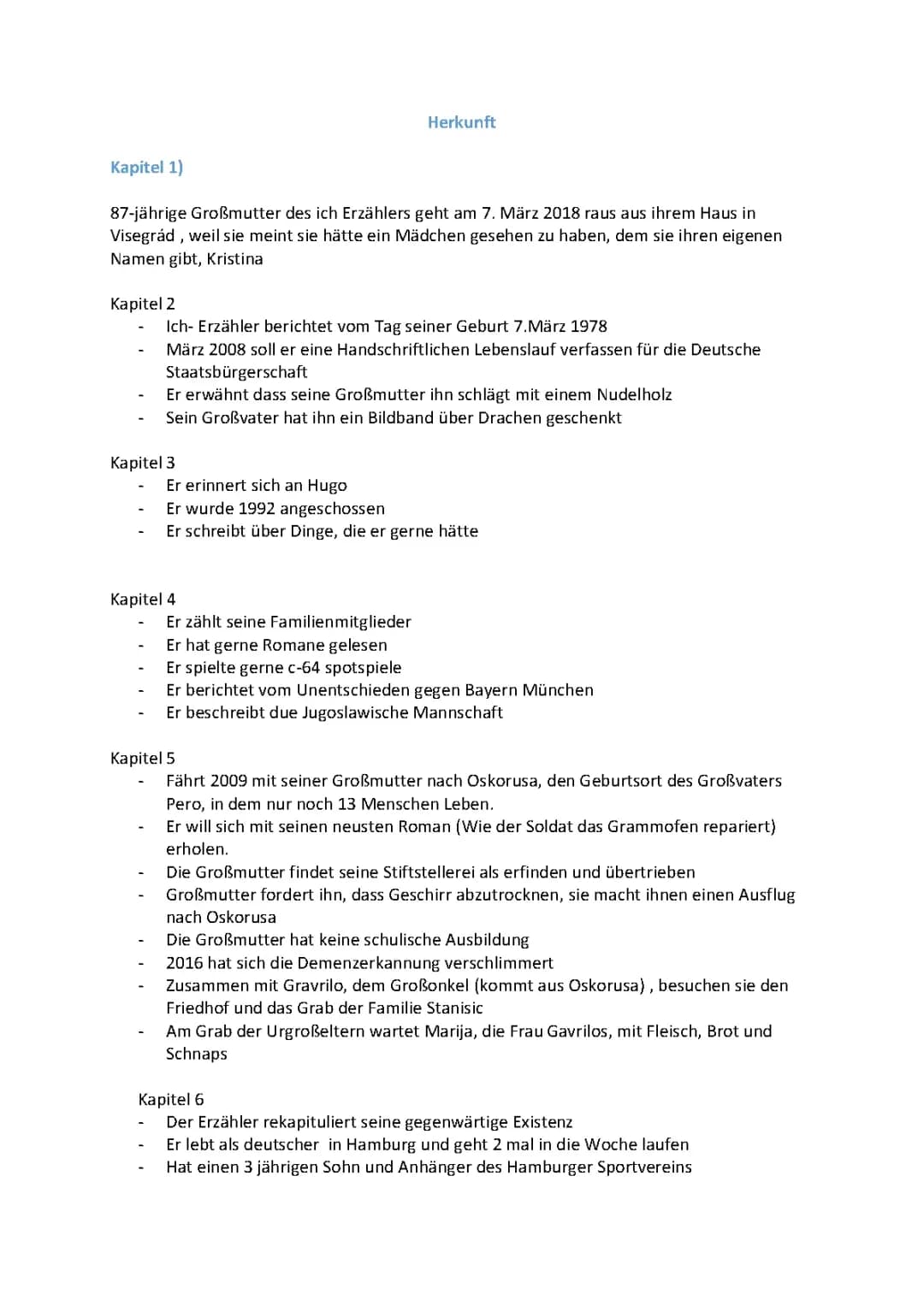 Herkunft Zusammenfassung 