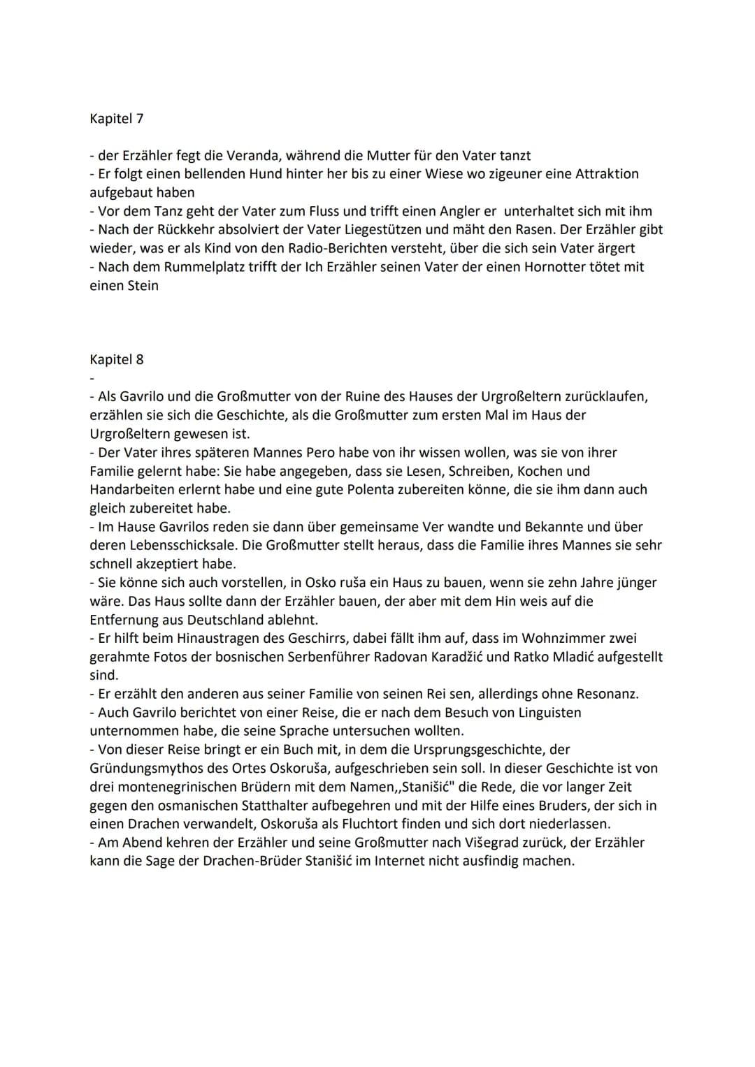 Kapitel 1)
87-jährige Großmutter des ich Erzählers geht am 7. März 2018 raus aus ihrem Haus in
Visegrád, weil sie meint sie hätte ein Mädche