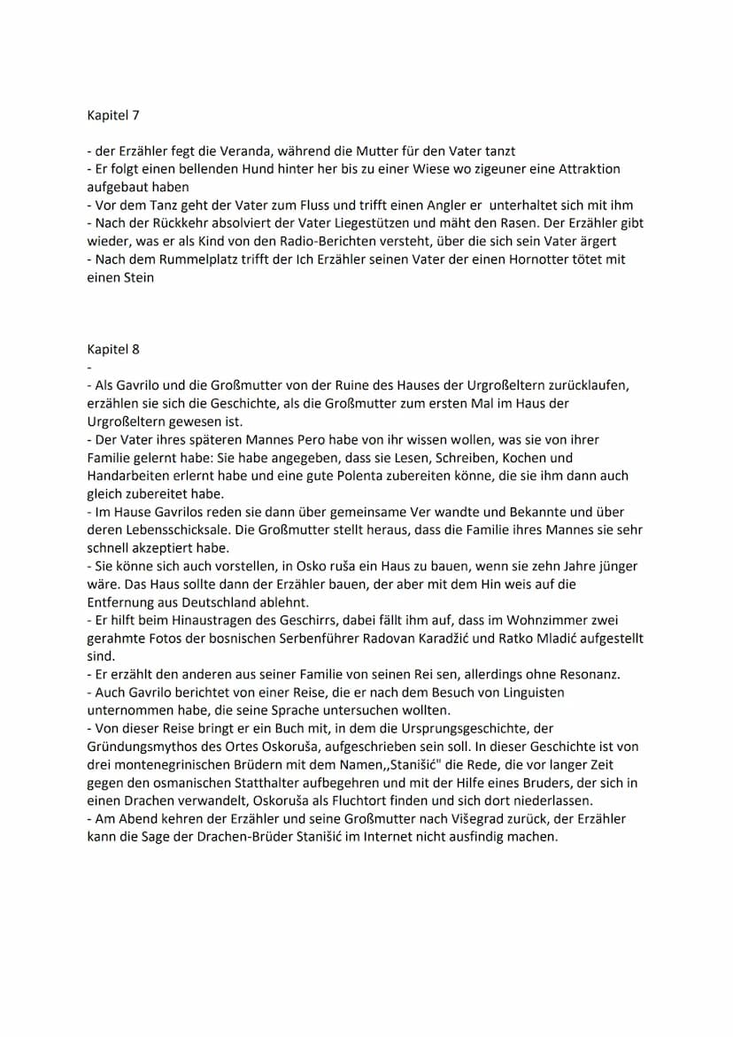 Kapitel 1)
87-jährige Großmutter des ich Erzählers geht am 7. März 2018 raus aus ihrem Haus in
Visegrád, weil sie meint sie hätte ein Mädche