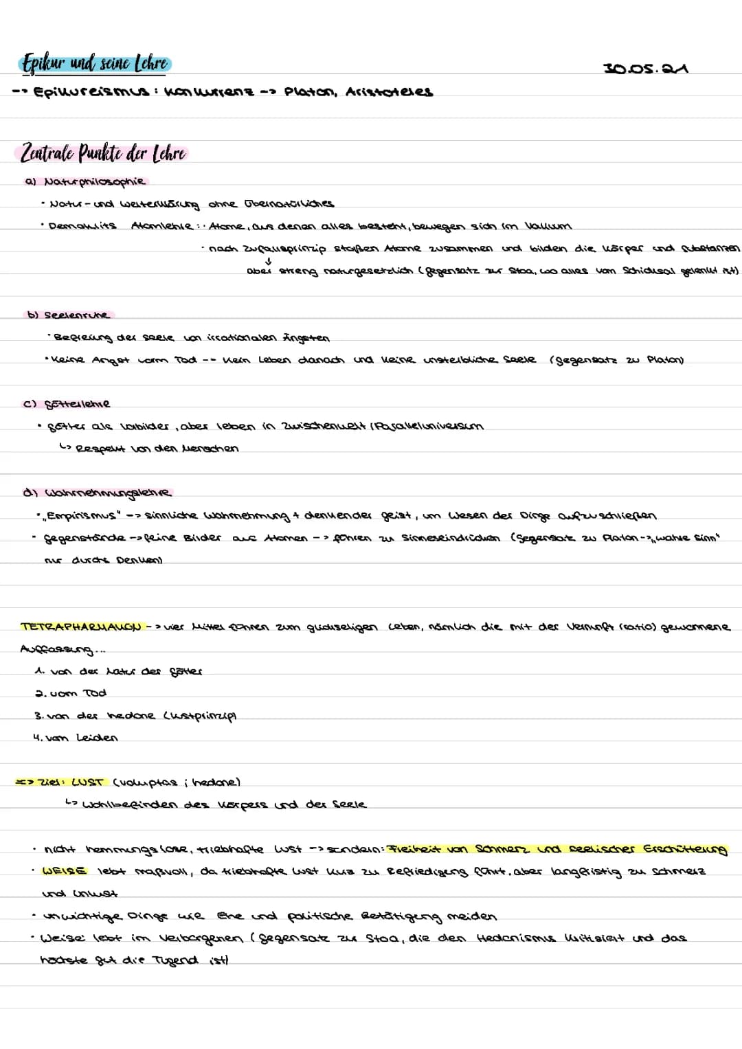 Epikur und seine Lehre