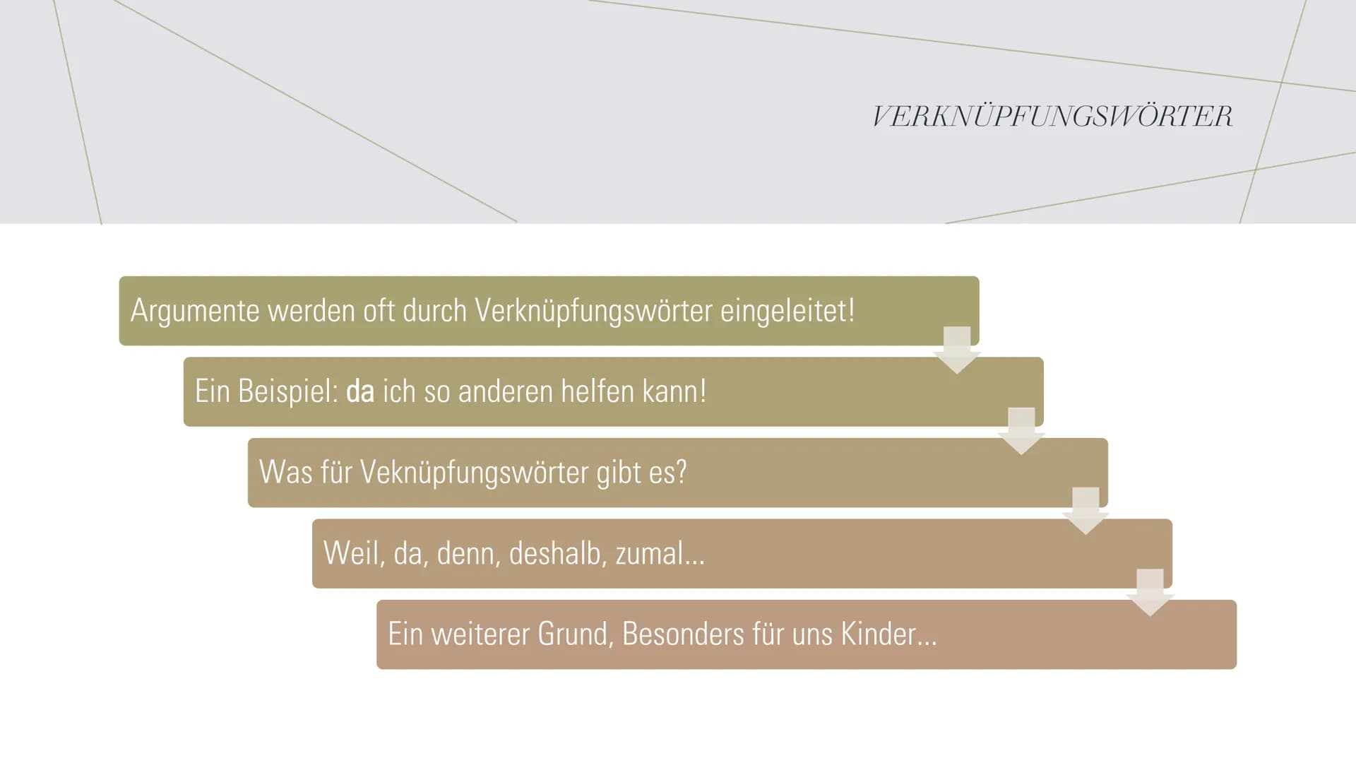 ARGUMENTATION
SCHREIBEN MEINUNG
●
●
●
Nennt im eurem Text frühzeitig eure
Meinung!
Formuliere deutlich deinen Standpunkt!
So Formulierst du 