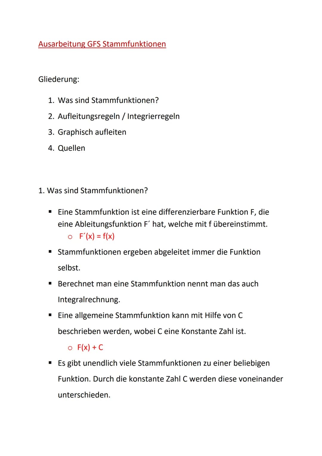 
<h2 id="wassindstammfunktionen">Was sind Stammfunktionen?</h2>
<p>Eine Stammfunktion ist eine differenzierbare Funktion F, die eine Ableitu