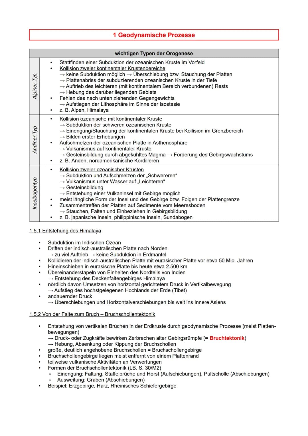 1 Geodynamische Prozesse
natürliche Bewegungsprozesse im Erdinneren und auf der Erdoberfläche
endogene (erdinnere) Vorgänge, die die Gestalt