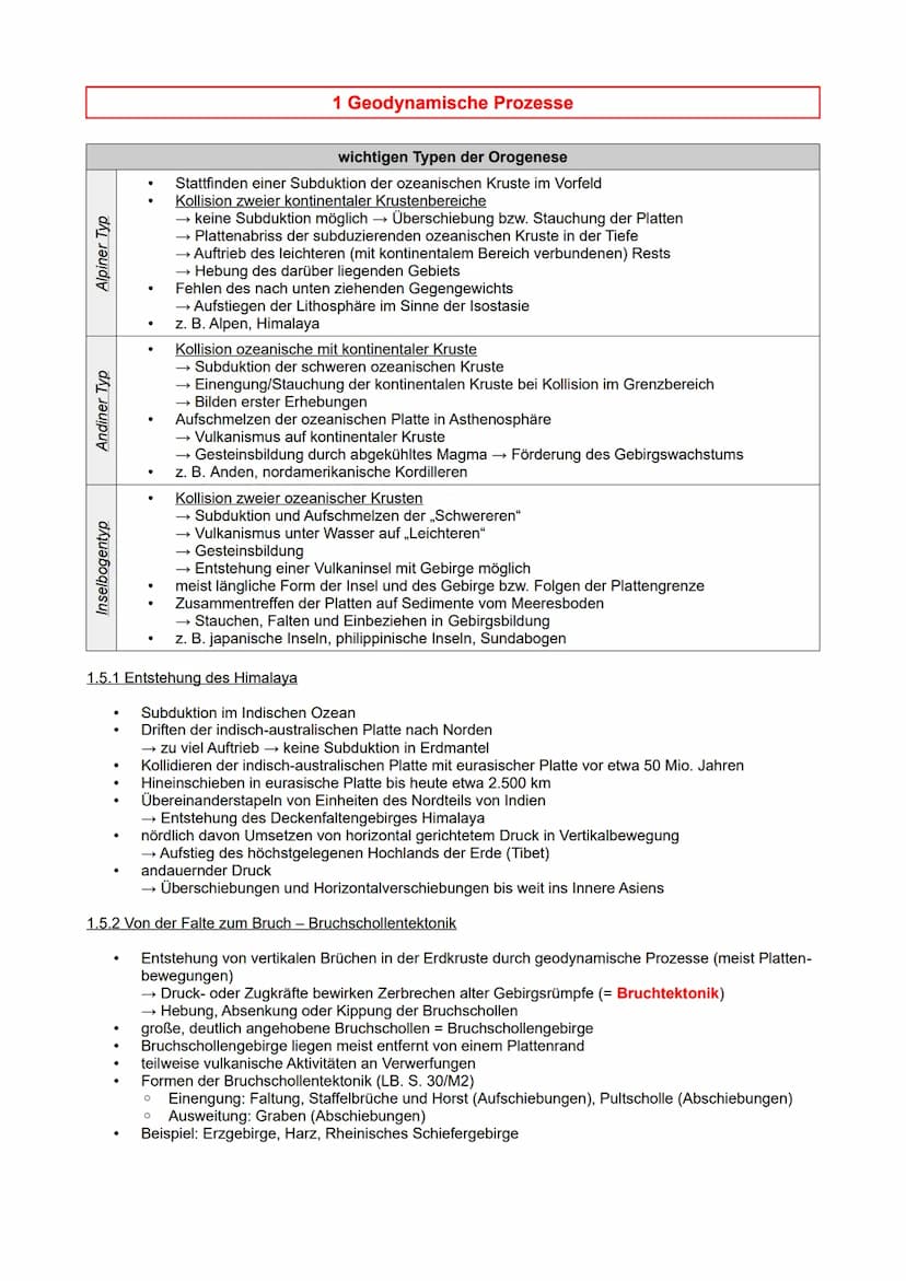 1 Geodynamische Prozesse
natürliche Bewegungsprozesse im Erdinneren und auf der Erdoberfläche
endogene (erdinnere) Vorgänge, die die Gestalt