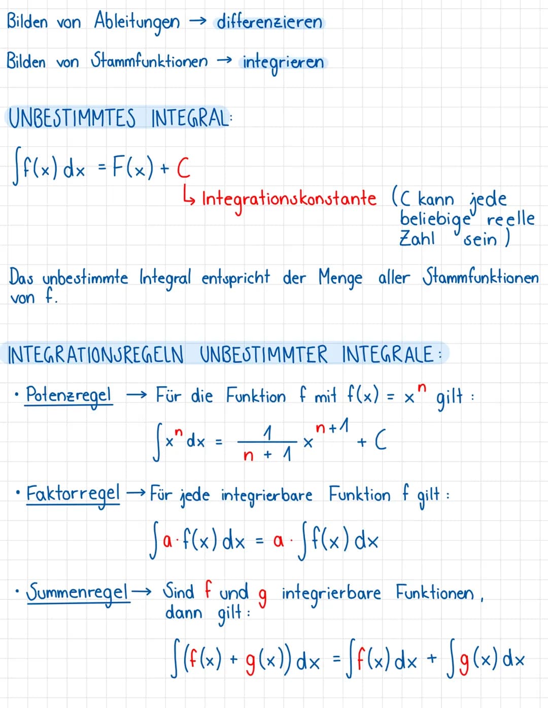  INTEGRALRECHNUNG integralrechnung
STAMMFUNKTION BILDEN
fº
0
2
2x
6x
stammt von
abgeleitet zu
f(x) = 2x1
f(x) = 1x²
f
2
2x
2
x²
3x²
F(x) =
F