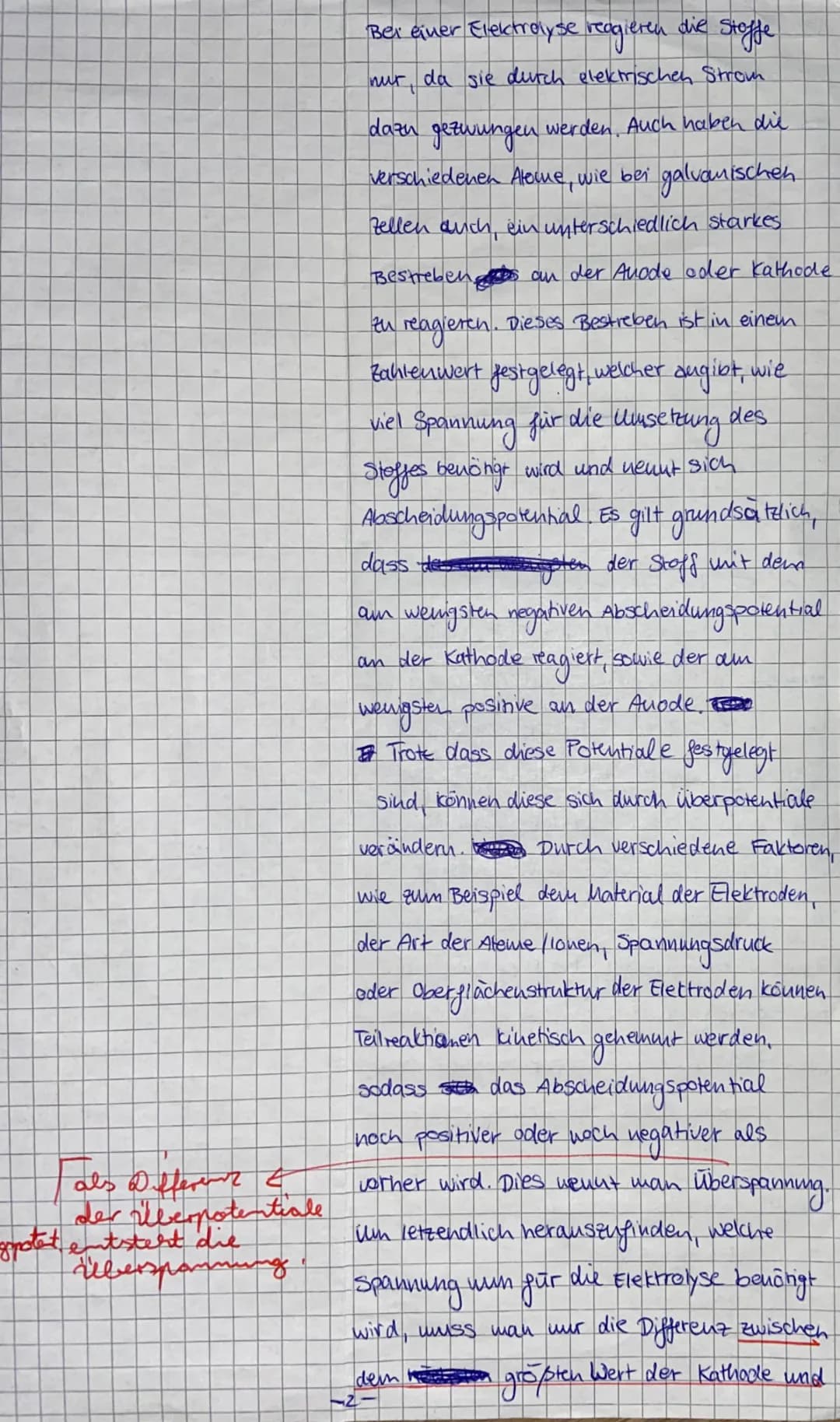 &
als Differenz E
der Überpotentiale
spotet entsteht die
überspannung
Bei einer Elektrolyse reagieren.
Stoffe
nur, da sie durch elektrischen