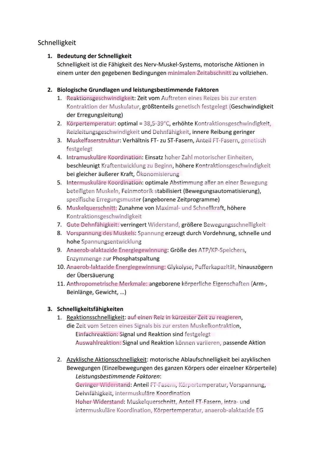 Schnelligkeit
1. Bedeutung der Schnelligkeit
Schnelligkeit ist die Fähigkeit des Nerv-Muskel-Systems, motorische Aktionen in
einem unter den