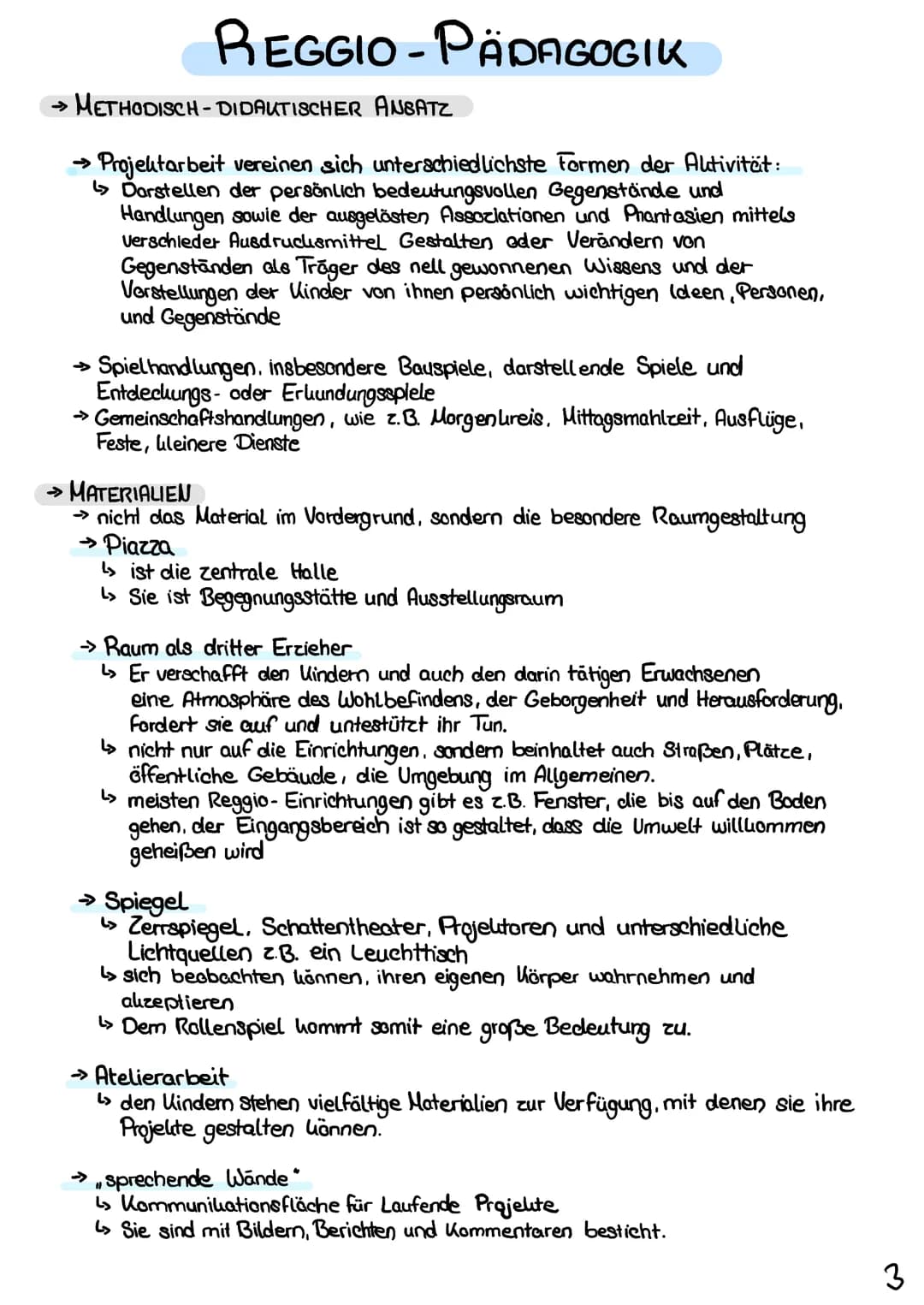 REGGIO-PÄDAGOGIK
→ METHODISCH - DIDAKTISCHER ANBATZ
Projektarbeit vereinen sich unterschiedlichste Formen der Aktivität:
Darstellen der pers