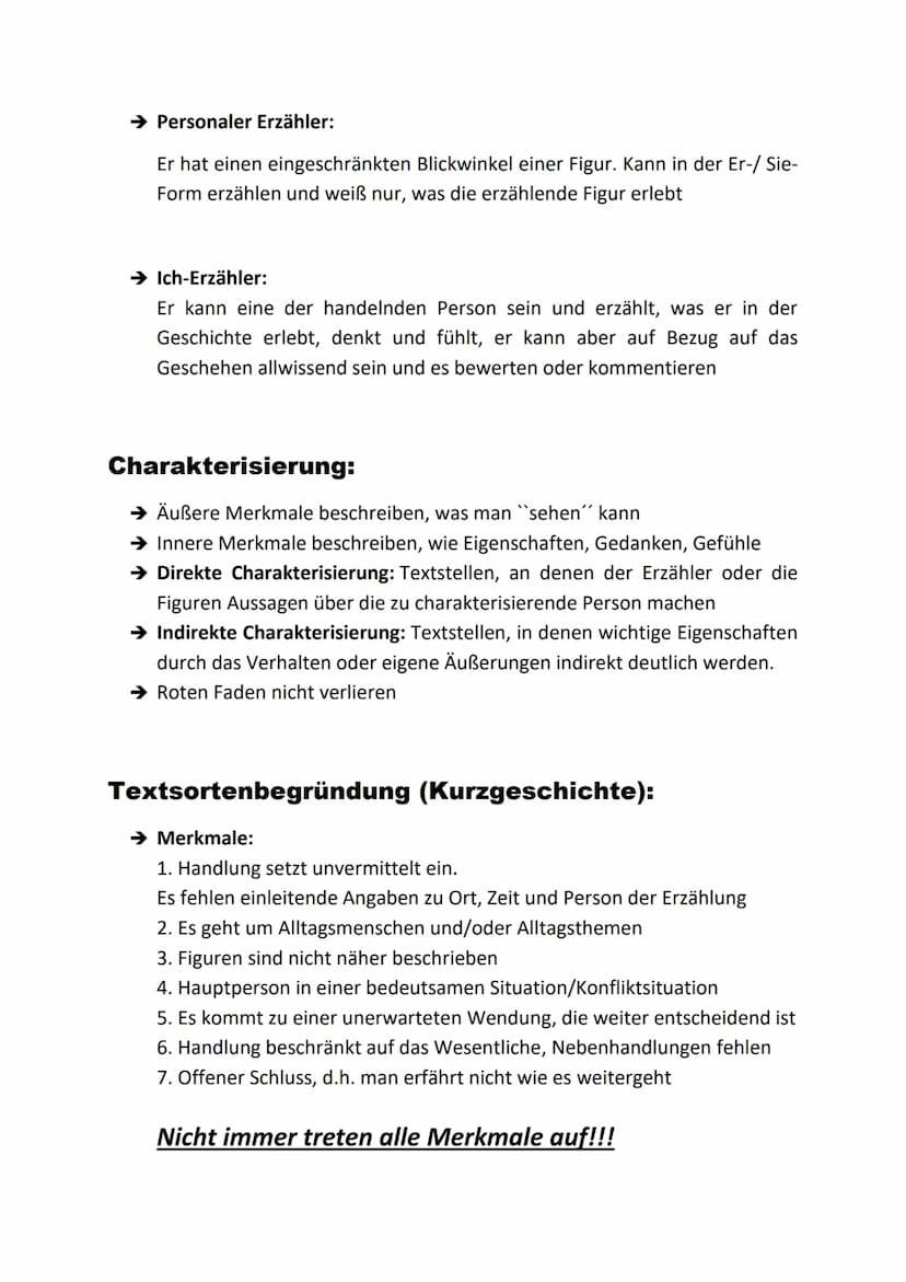 1.
Textgebundener Aufsatz (TgA)
(Kurzgeschichte)
Einleitung:
➜ Textsorte, Titel .", Autor, genaue Quelle, Kernsatz (Thematik in 1-2
Sätzen):