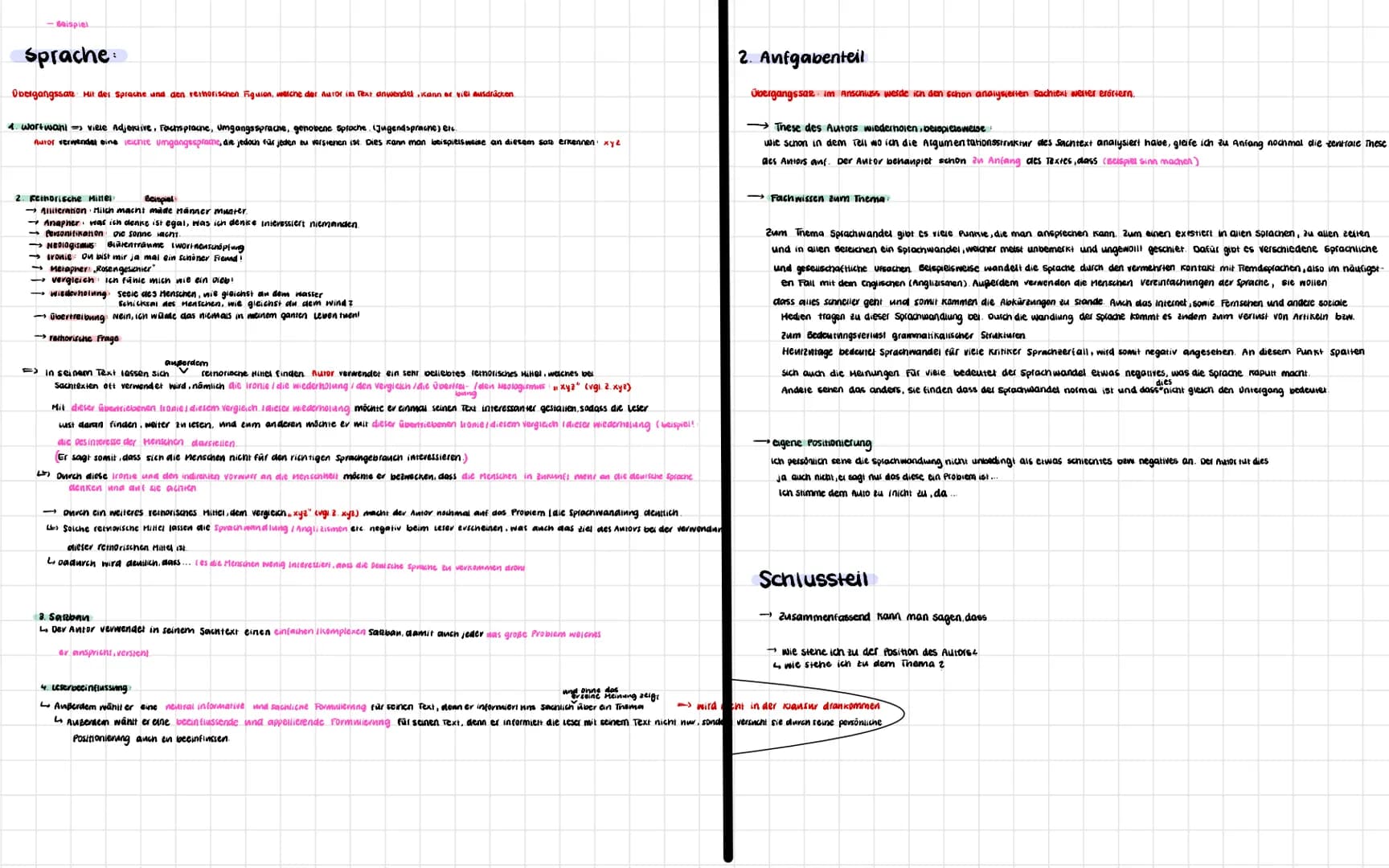 -Gaispiel
Sprache:
Übergangssate Mit der Sprache und den rettorischen Figuion, welche der Autor im Text anwendel. Kann er viel ausdrücken
4.