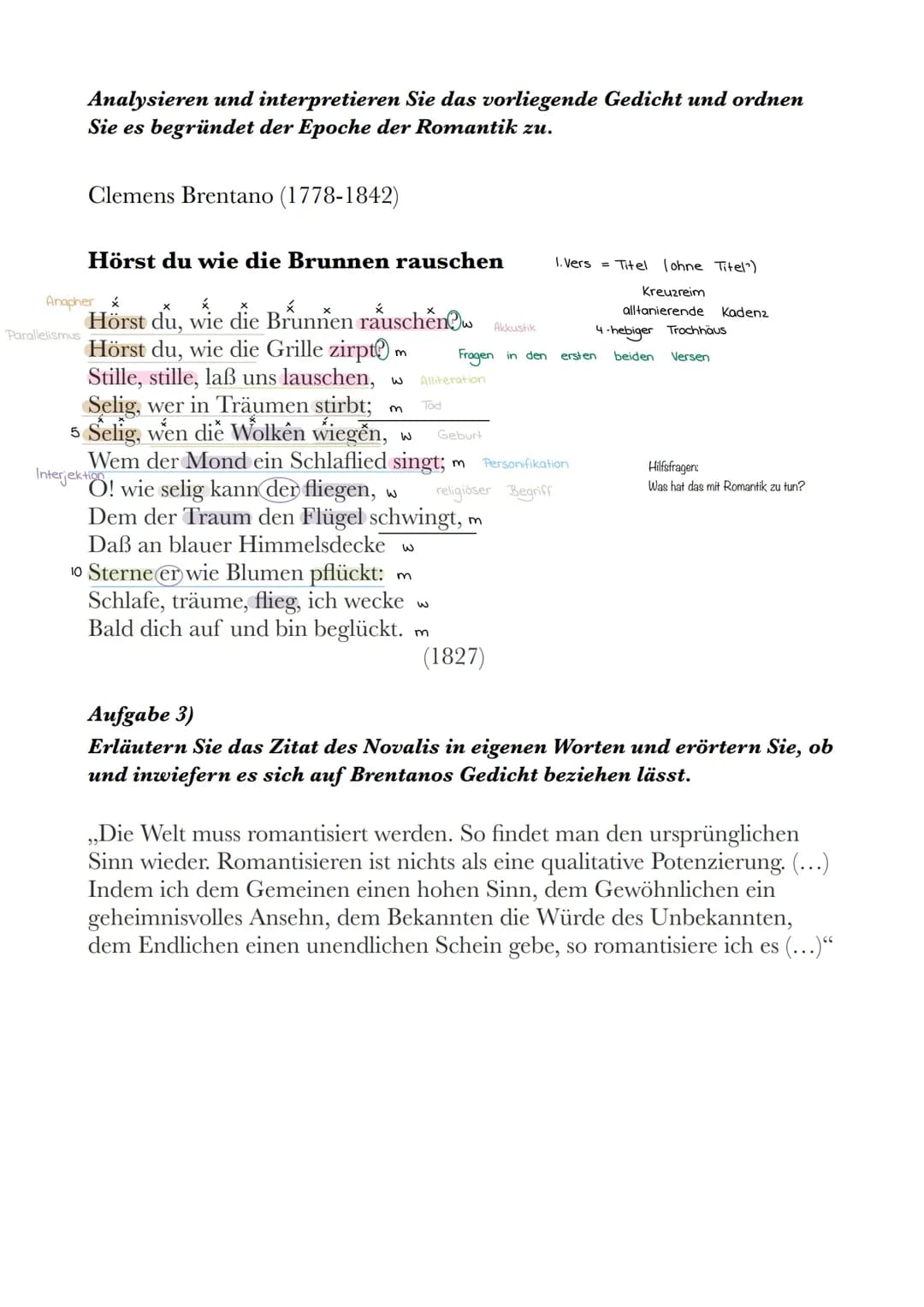  Gedichtsanalyse: Hörst du wie die Brunnen rauschen