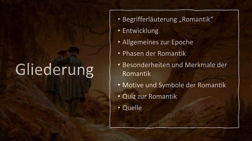 Romantik
Eine Literaturepoche voller Träumen, Fantasien und
Sehnsucht
(1795-1835)
von Melek Yakut & Vanessa Seib Gliederung
Begrifferläuteru