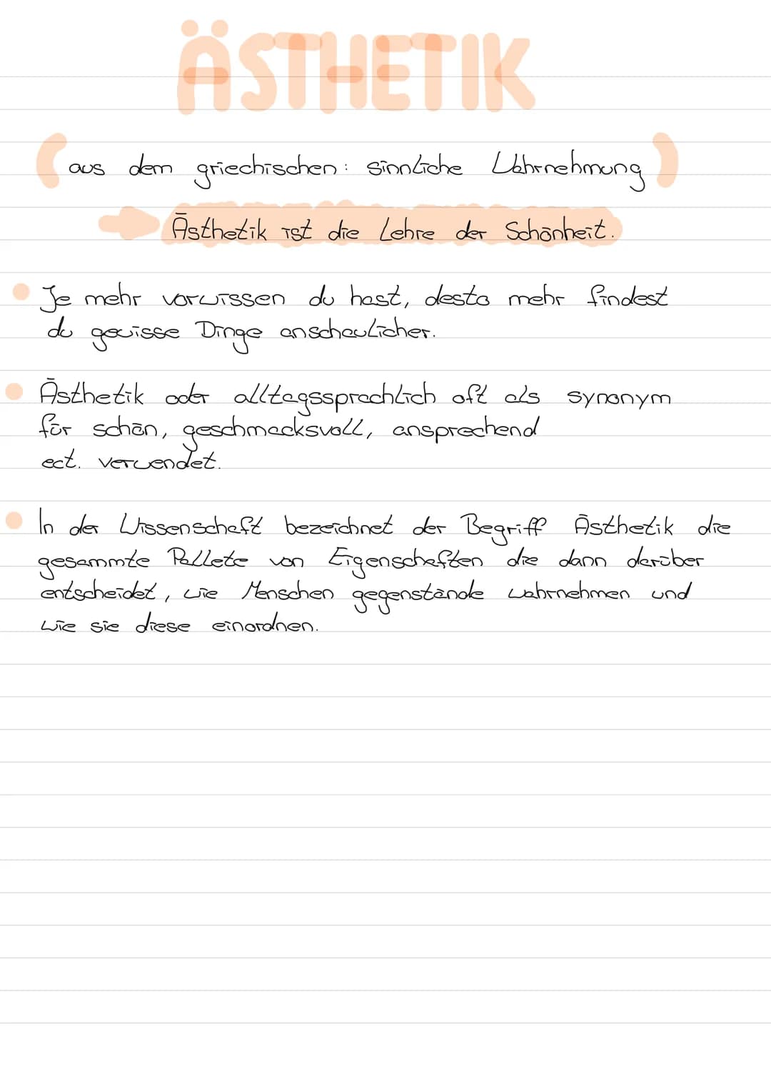 ÄSTHETIK
aus dem griechischen: sinnliche Wahrnehmung
Asthetik ist die Lehre der Schönheit.
Je mehr voruissen du hast, desto mehr findest
gev