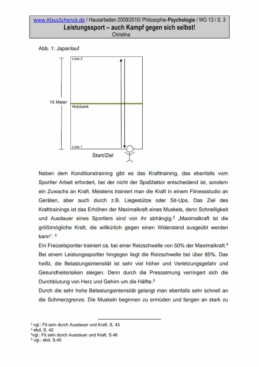 www.KlausSchenck.de / Hausarbeiten 2009/2010/ Philosophie-Psychologie / WG 13/S. 1
Leistungssport - auch Kampf gegen sich selbst!
Christina
