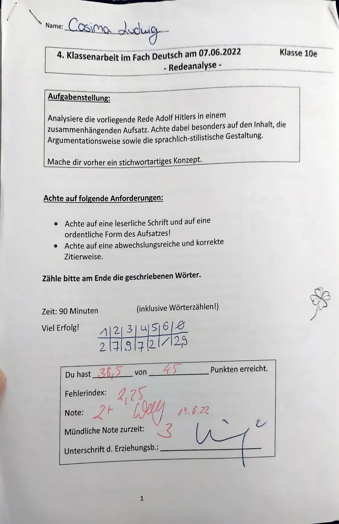Arbeit - 2+ - Redeanalyse