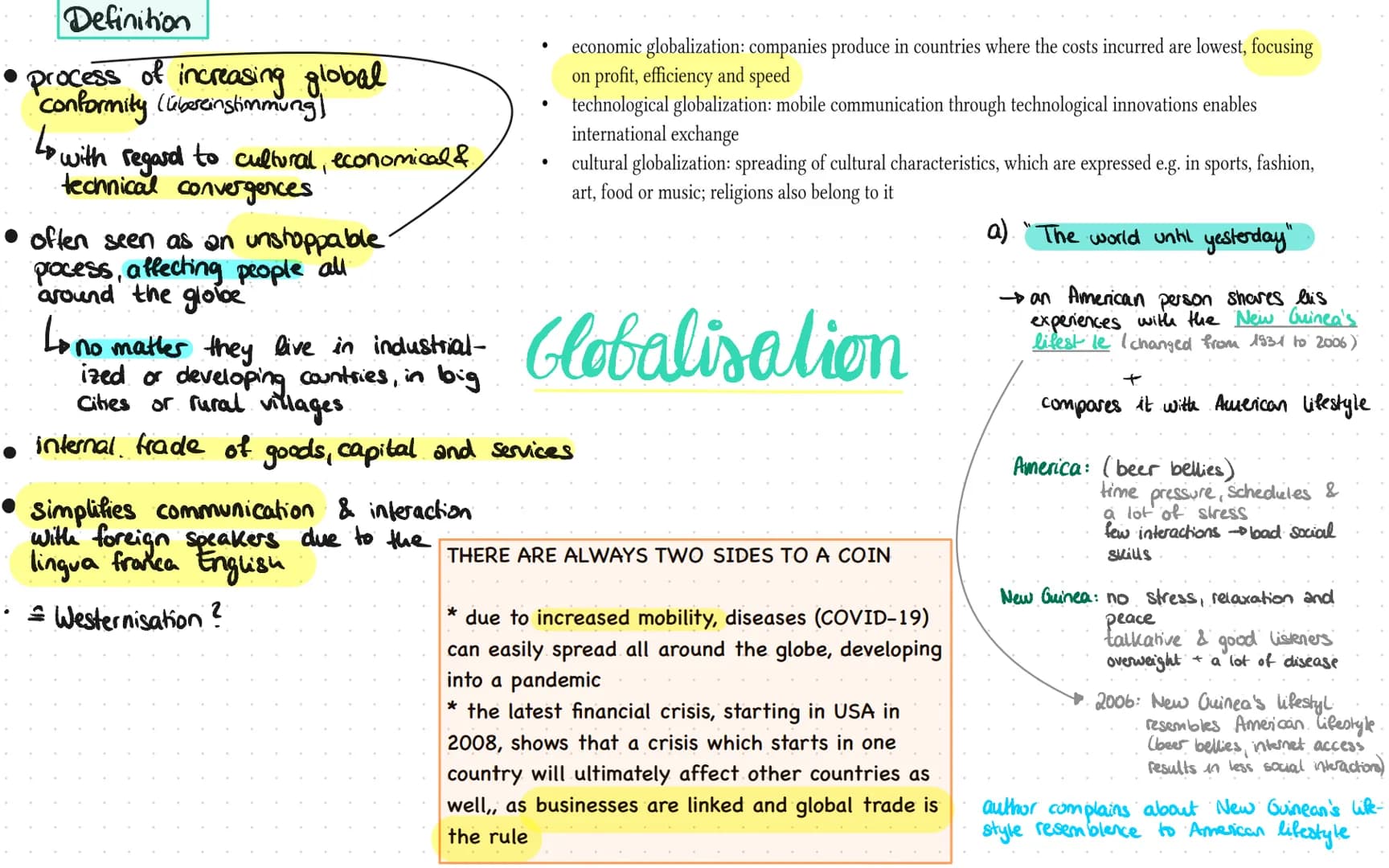 GLOBALISATION Definition
process of increasing global
conformity (bereinstimmung]
Lo with regard to cultural, economical &
technical converg