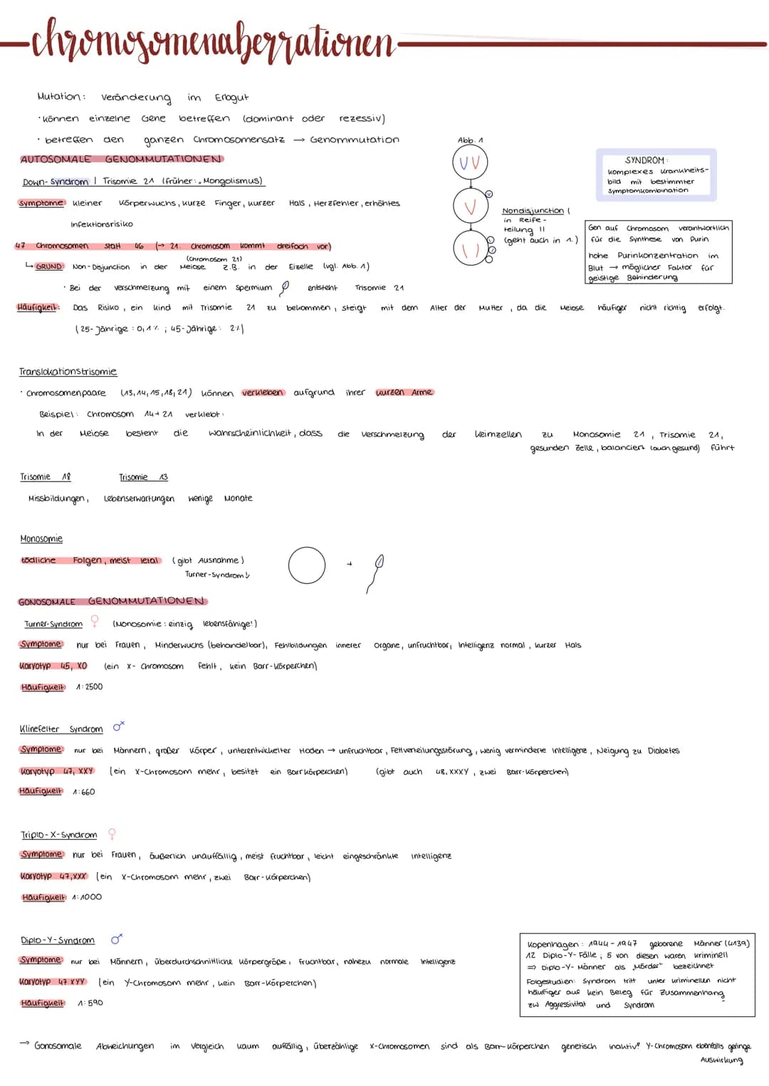 -chromosomenaberrationen.
Mutation: Veränderung
können einzelne Gene betreffen (dominant oder rezessiv)
• betreffen den ganzen Chromosomensa
