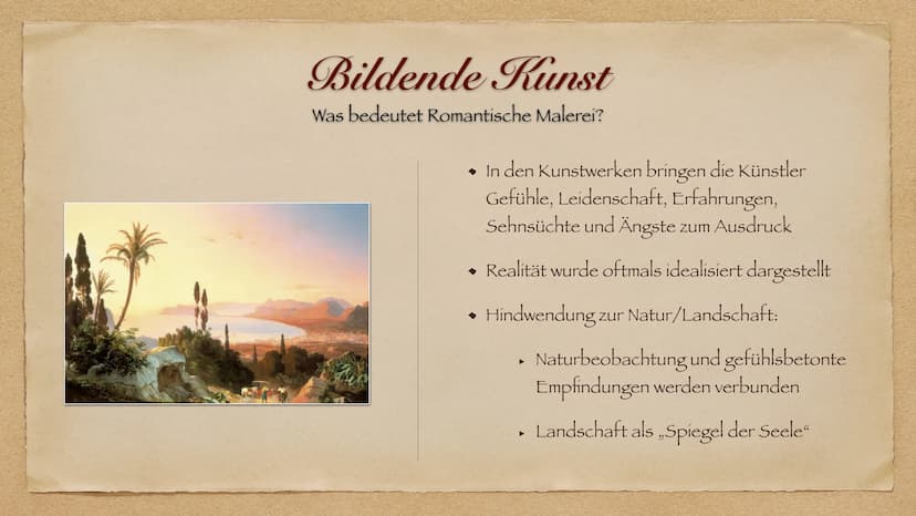 Epochenübersicht: Die Romantik
Die Epoche der großen Gefühle Die Romantik
Einführung
◆ Künstlerische, literarische, musikalische und intelle