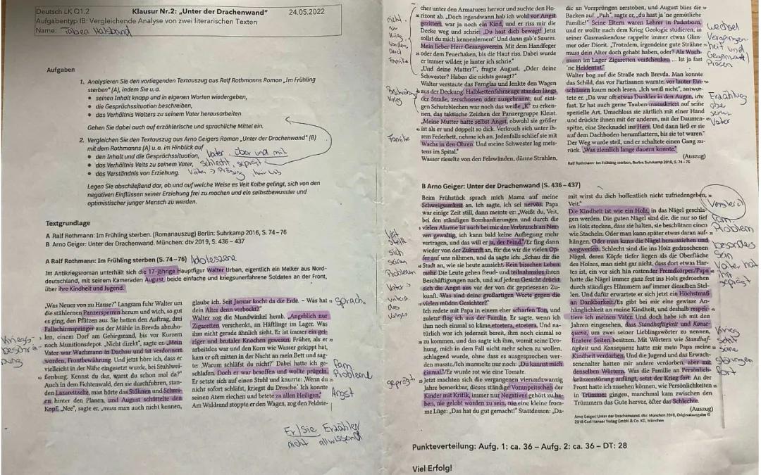 Unter der Drachenwand: Klausur, Analyse und wichtige Textstellen für Schüler