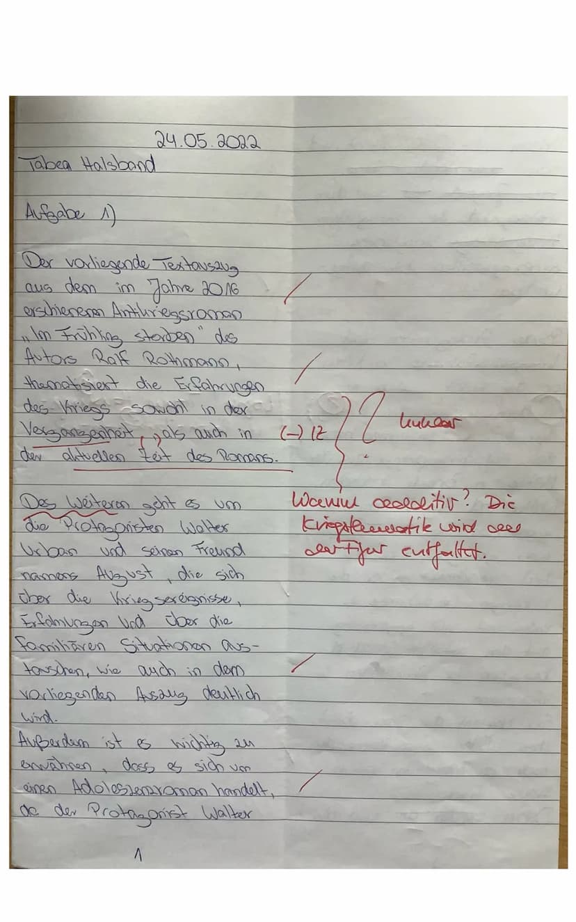 Deutsch LK Q1.2
Klausur Nr.2: ,,Unter der Drachenwand"
Aufgabentyp IB: Vergleichende Analyse von zwei literarischen Texten
Name: Tabea Halsb