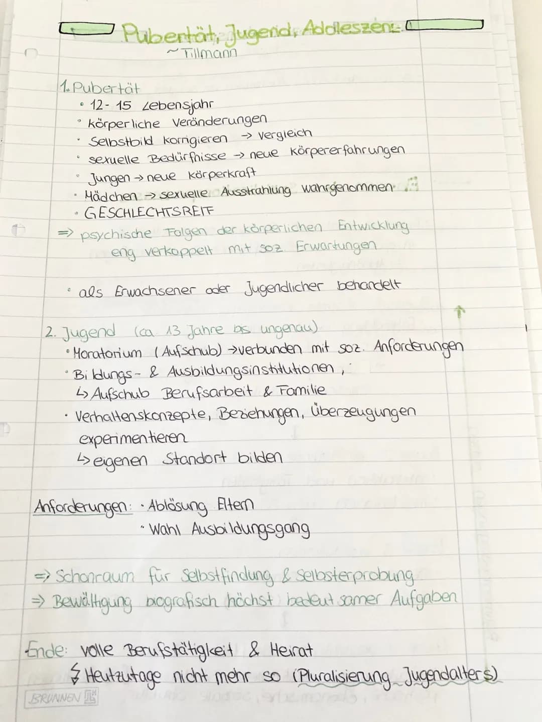 ~ Pubertärt, Jugerid, Addleszént.
1. Pubertät
0
O
W
e
~Tillmann
12-15 Lebensjahr
körperliche Veränderungen
Selbstbild korrigieren → Vergleic