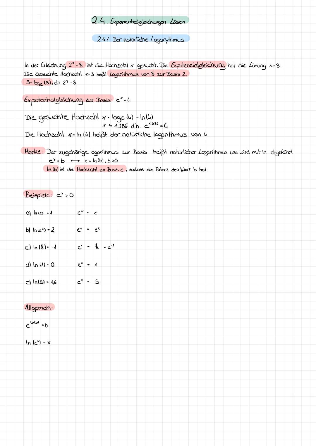 Der natürliche Logarithmus 