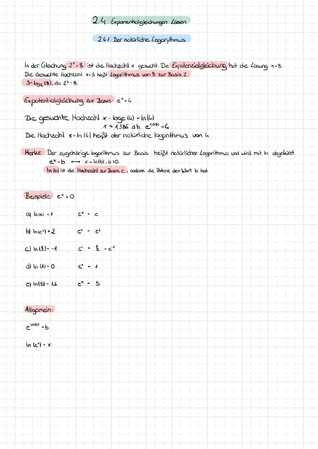 Der natürliche Logarithmus 