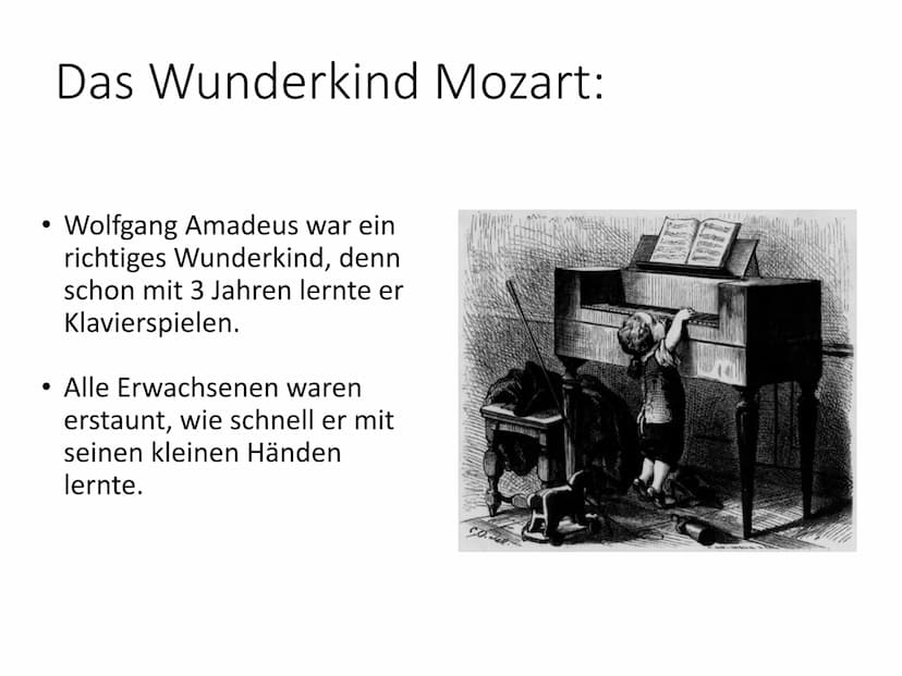 Wolfgang Amadeus Mozart Inhaltsangabe:
Das Leben
> Das Wunderkind Mozart
➤ Gedenken an Mozart
Die Musik
>Die Zauberflöte Warum ist die Musik