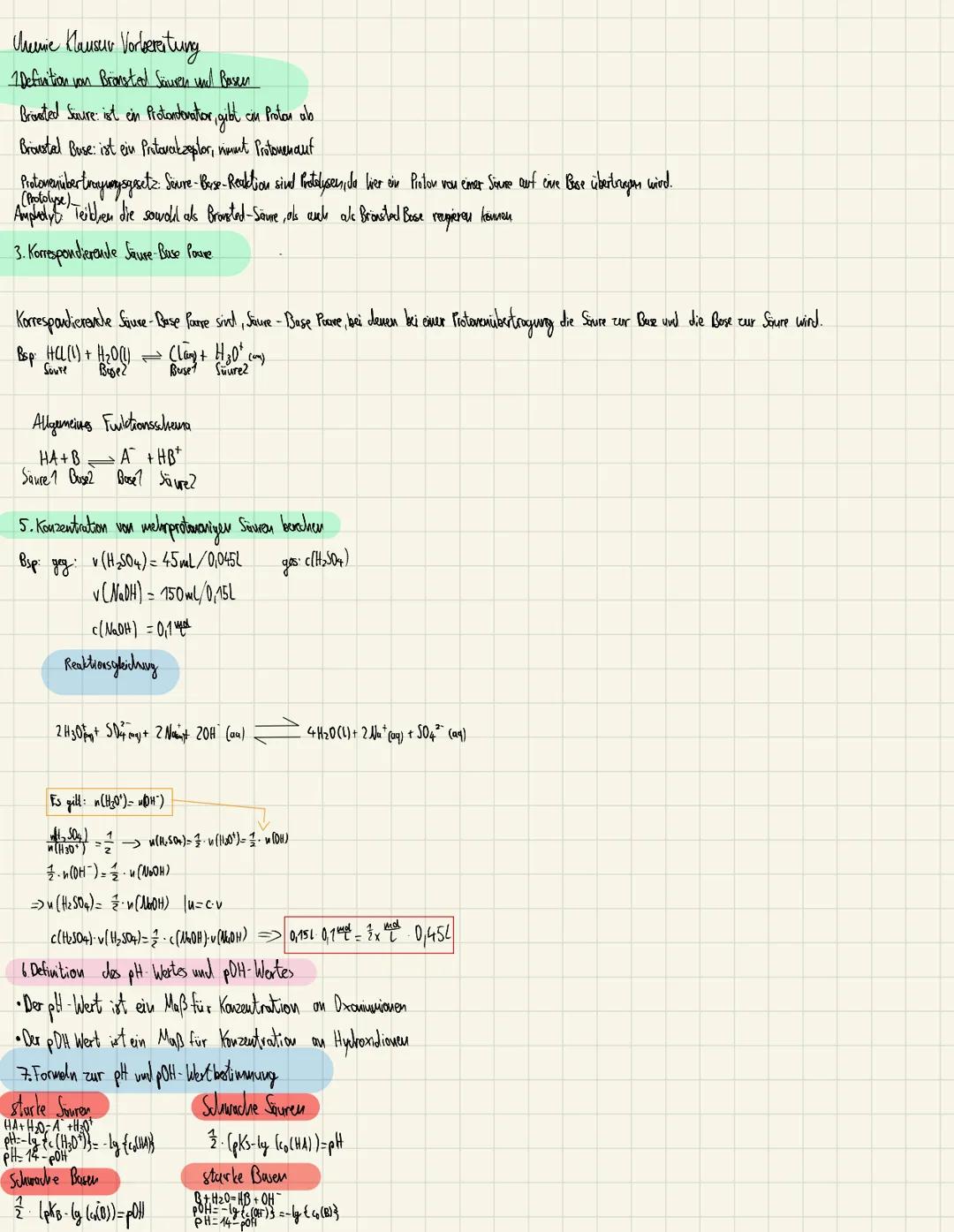 # Chernie Klausur Vorbereitung

1 Definition von Bronsted Säuren und Basen

Bravated Suure: ist ein Protondevator, gibi cin Protan ab

Brous