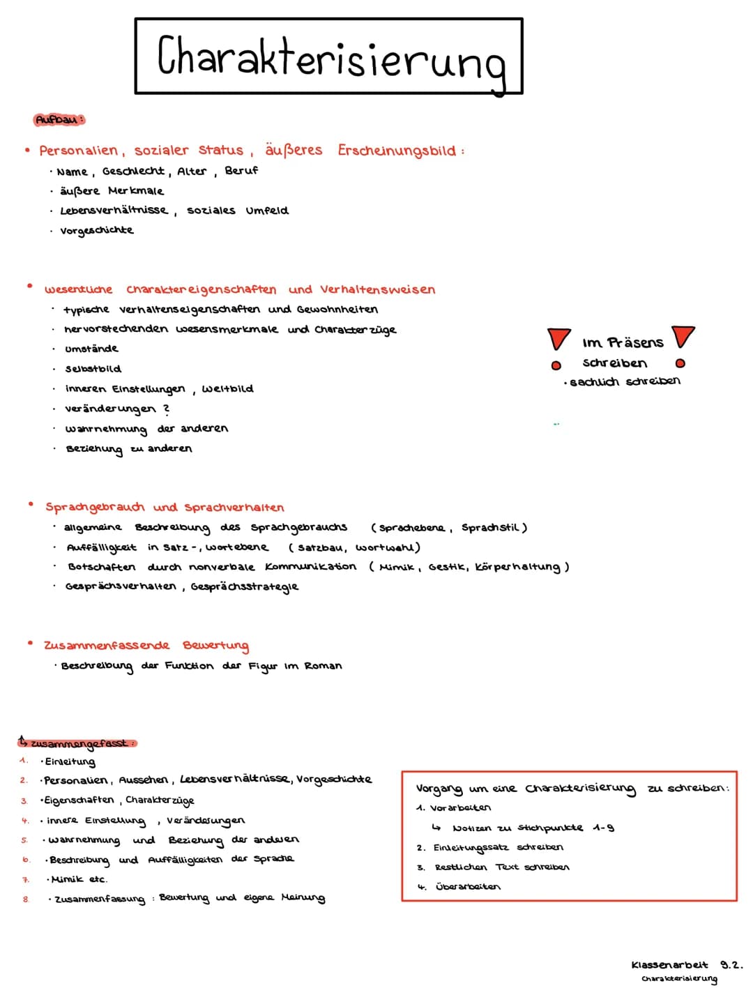 ●
• Personalien, sozialer status, äußeres Erscheinungsbild:
• Name, Geschlecht, Alter, Beruf
· äußere Merkmale
• Lebensverhältnisse, soziale