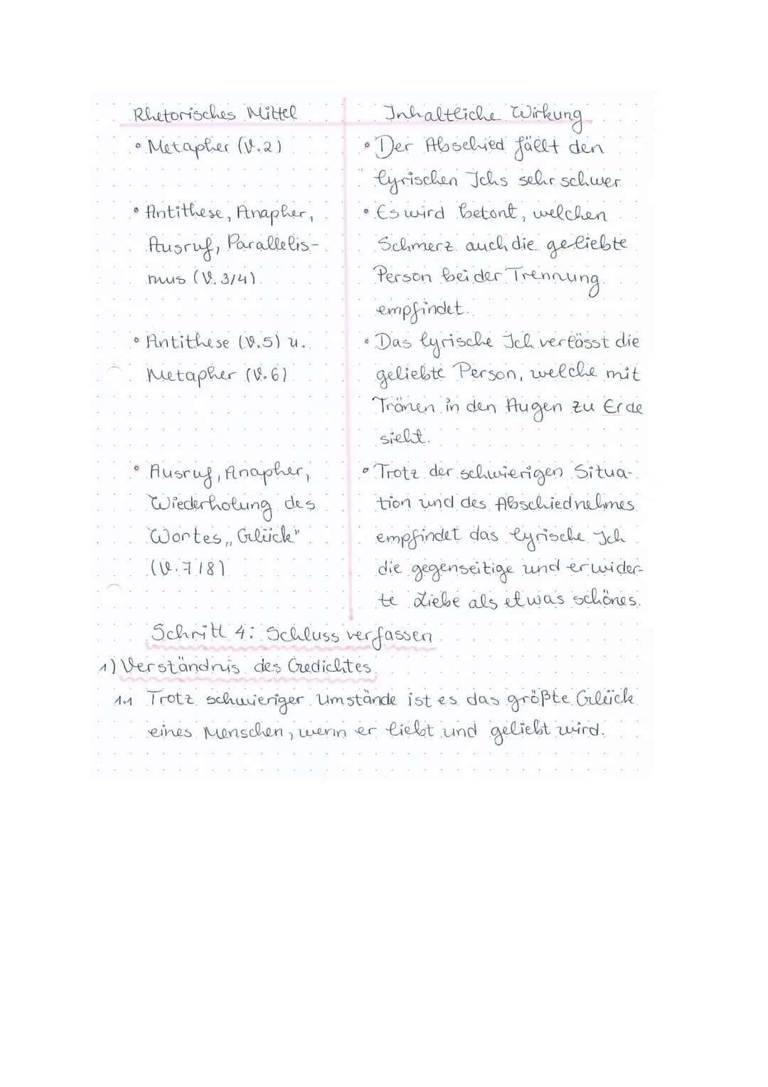 Willkommen und Abschied (1789)
Schritt 1: Vorarbeiten
1) Formaler Aufbau.
AB
1.1 Reimschema und Reimarten.
Das Reimschema jeder Strophe ist 