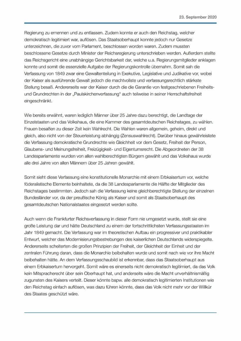 GESCHICHTE GK
Analyse Verfassungsschaubild
Die Reichsverfassung der deutschen Nationalversammlung 1849
23. September 2020
Am 18. Mai wurde i