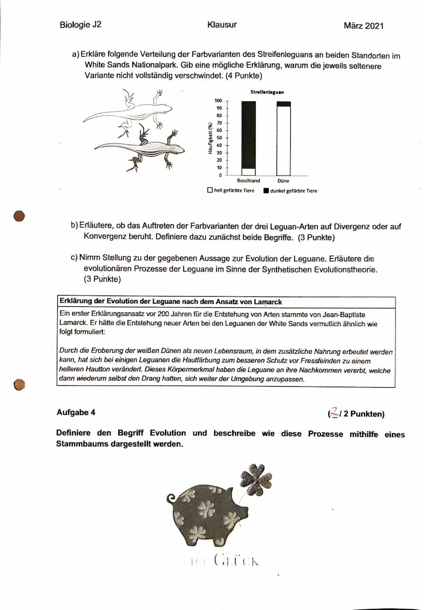 Biologie J2
Name: Tofia Kraw.
Notenpunkte:
mündlich: 12/12
schriftlich: ....
su
Klausur
Punkte: 28/30
21.03 2021
Aufgabe 1
In den versteiner