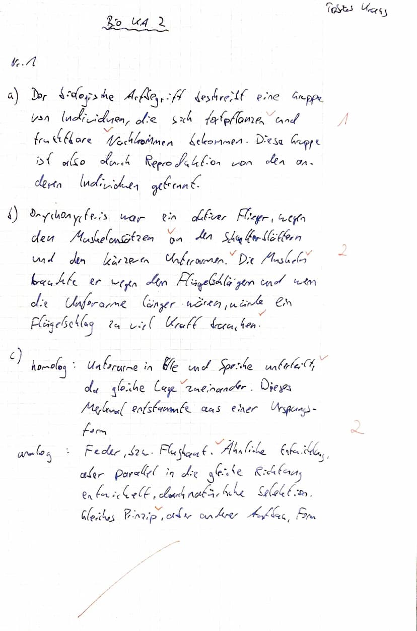Biologie J2
Name: Tofia Kraw.
Notenpunkte:
mündlich: 12/12
schriftlich: ....
su
Klausur
Punkte: 28/30
21.03 2021
Aufgabe 1
In den versteiner
