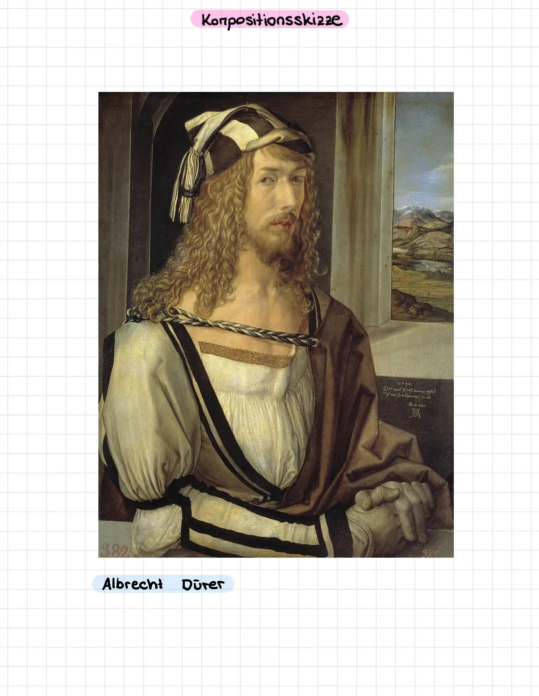 3.82
Konpositionsskizze
Albrecht Dürer
214989
Del met you moins ph
Jo mer for und Jungen al
A
972 1.
Vordergrund
Hittelgrund
Hintergrund
Kom