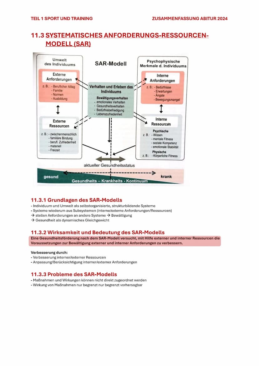 TEIL 1 SPORT UND TRAINING
ZUSAMMENFASSUNG ABITUR 2024
11. MODELLE ZUR ENTSTEHUNG VON GESUNDHEIT
UND KRANKHEIT
11.1 RISIKOFAKTOREN-MODELL
11.