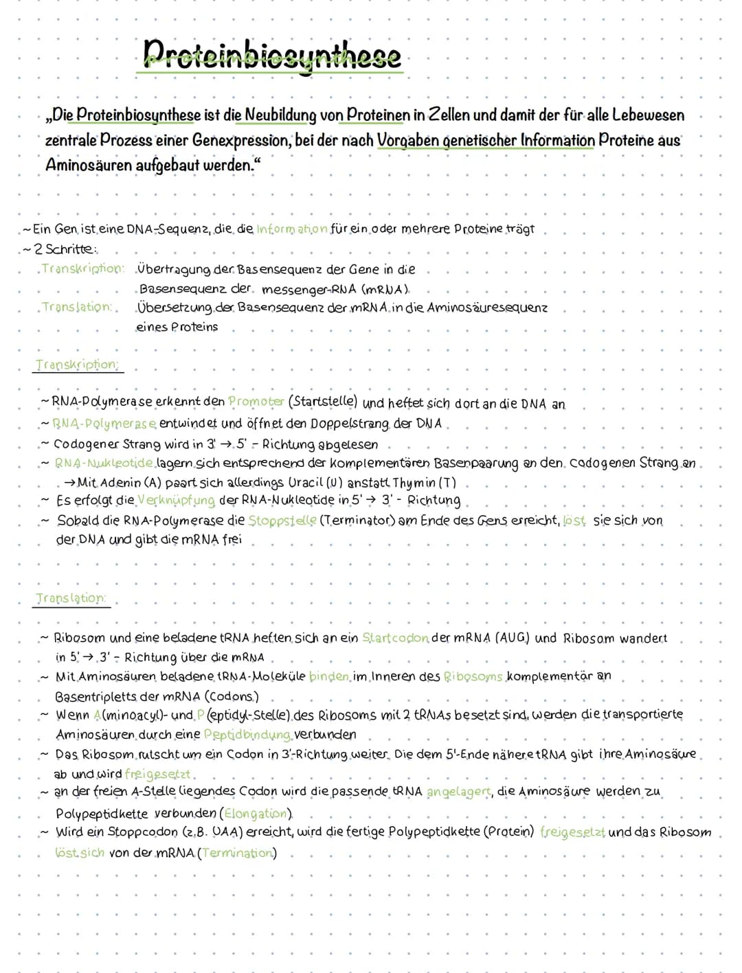 Proteinbiosynthese
,,Die Proteinbiosynthese ist die Neubildung von Proteinen in Zellen und damit der für alle Lebewesen
zentrale Prozess ein