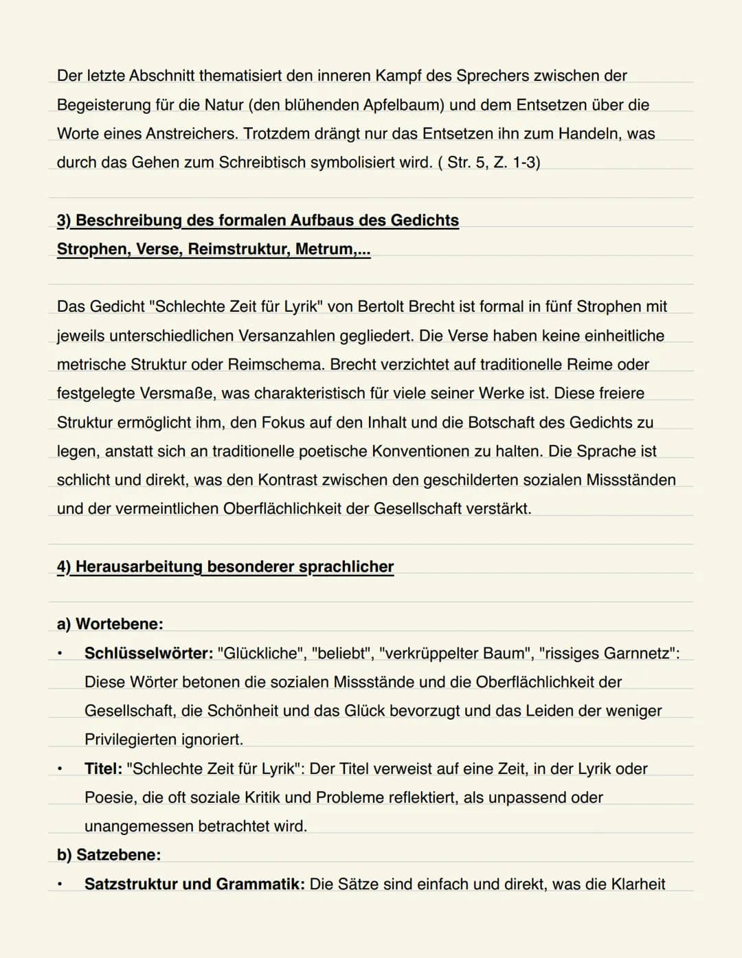 Schlechte Zeit für Lyrik
Bertolt Brecht 1939
Ich weiß doch: nur der Glückliche
Ist beliebt. Seine Stimme
Hört man gern. Sein Gesicht ist sch