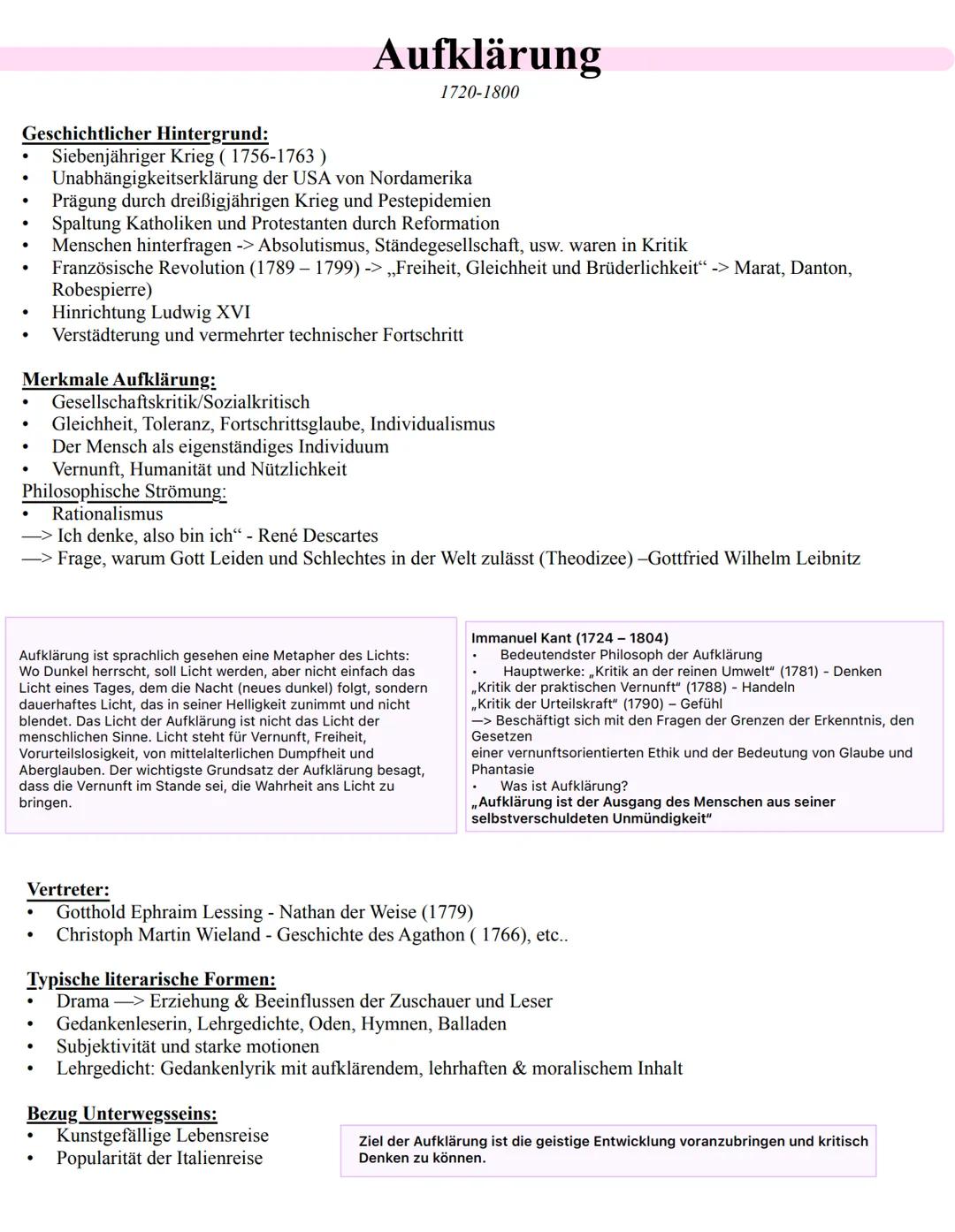 # Barock
1600-1720

Ereignisse:
- Dreißigjähriger Krieg (1618-1648): Katholiken gegen Protestanten
- Pest ab 1630-> Massensterben, Angst, Hu